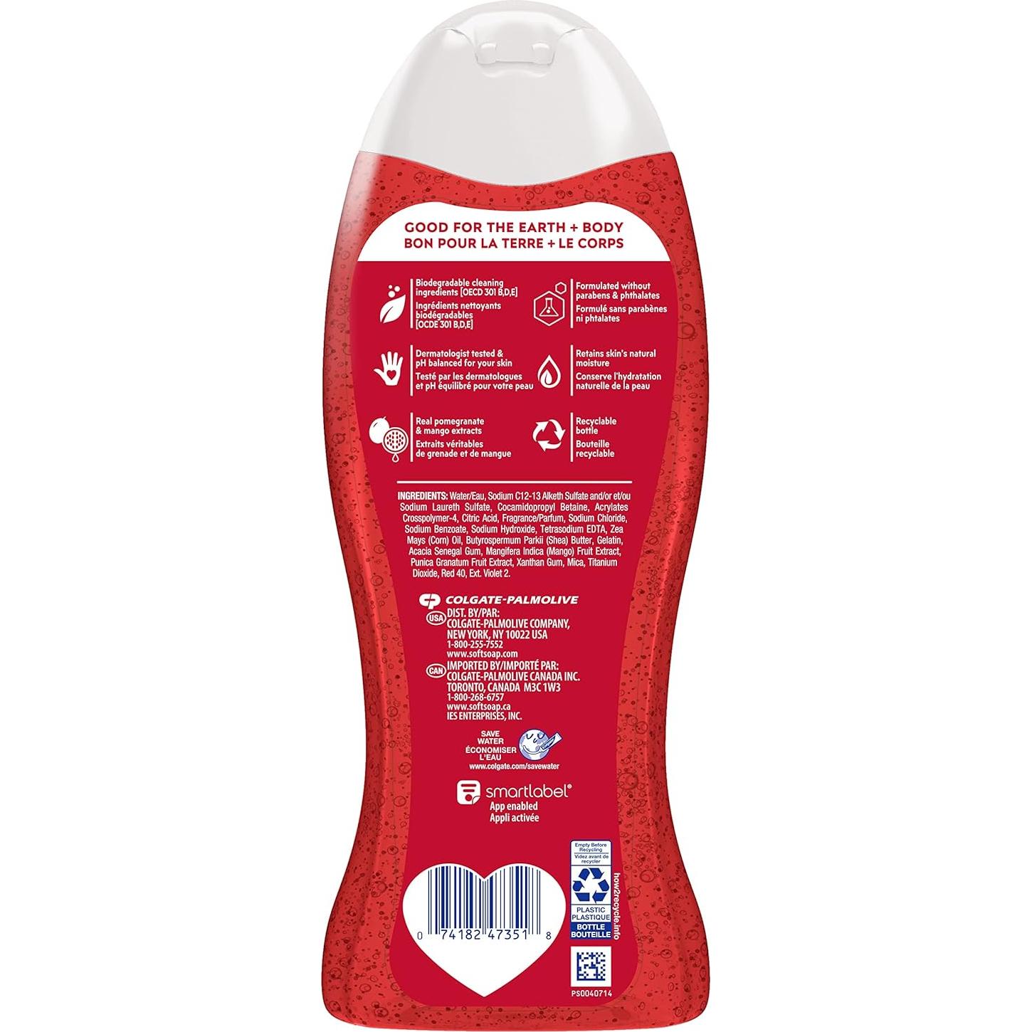 Jabón de Cuerpo Softsoap Granada y Mango 591 ml - Paquete de 4