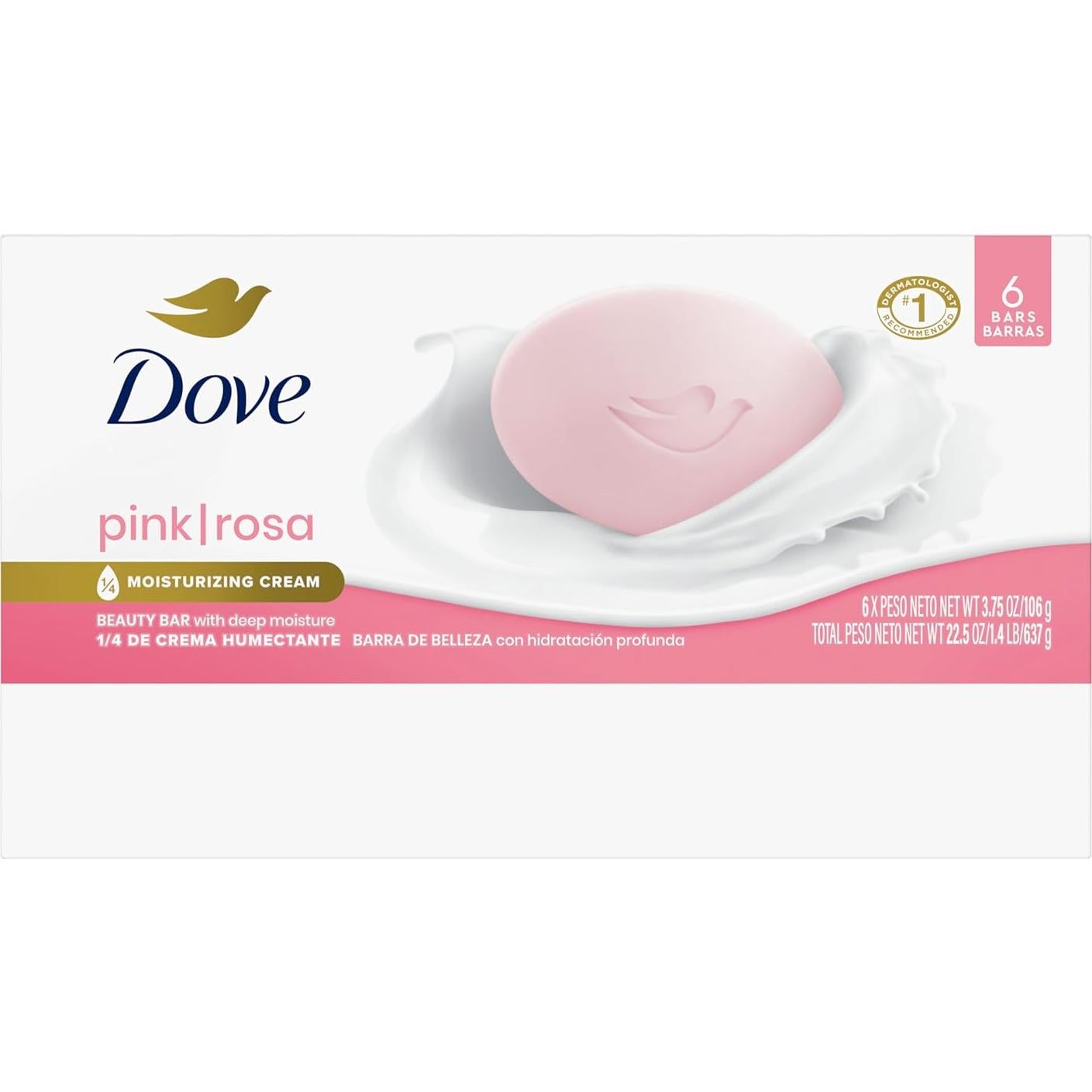 Jabón de Belleza Dove Rosa 106.3 g - Hidratante y Suave
