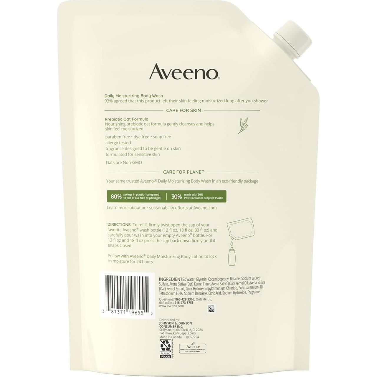 Gel de Ducha Hidratante Aveeno 1064 ml Piel Sensible Avena