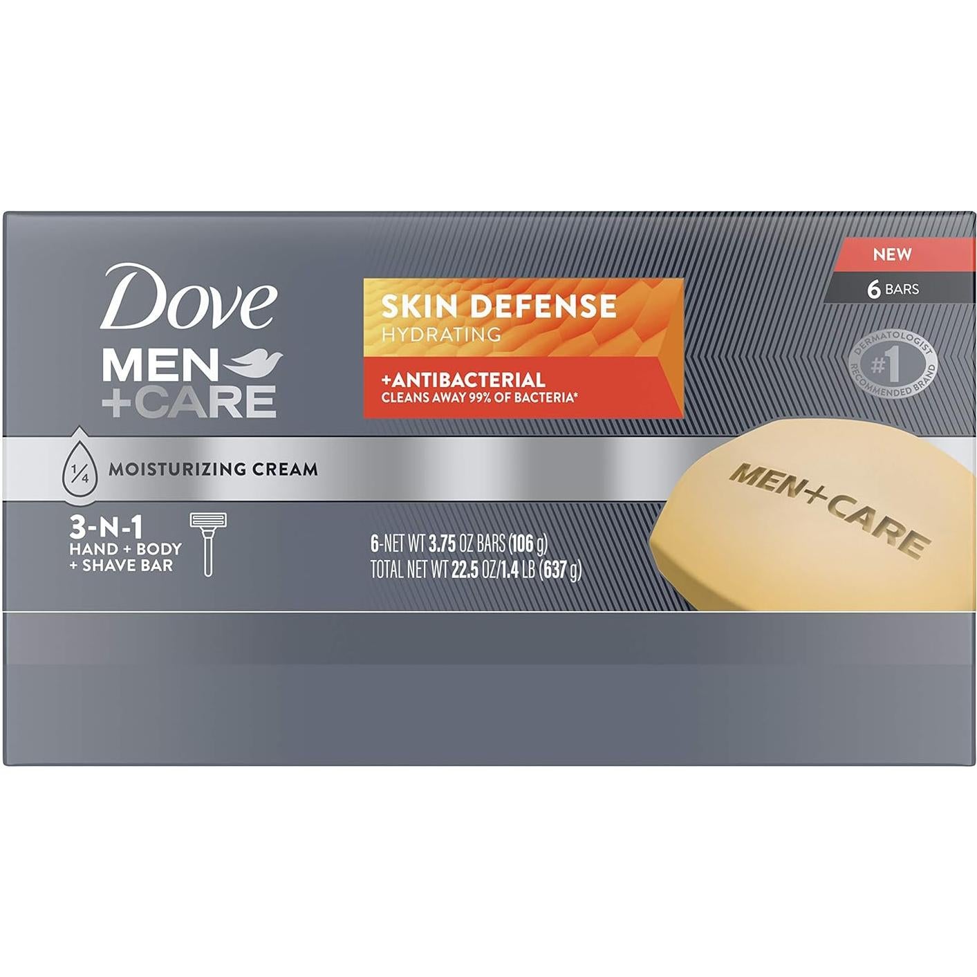 Jabón en Barra Dove Men+Care Defensa 106 g - Antibacteriano