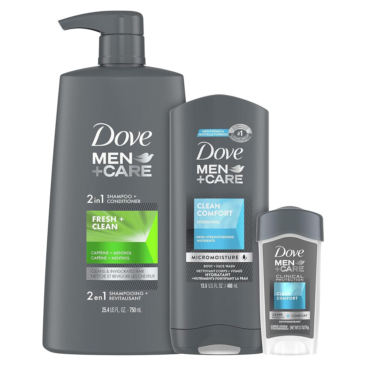 Dove Men+Care Regimen Cuidado Cabello y Piel 3 Piezas