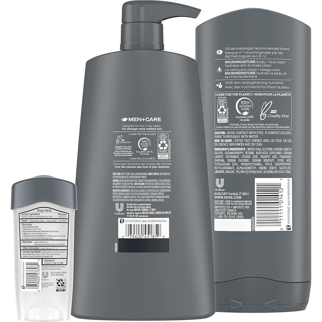 Dove Men+Care Regimen Cuidado Cabello y Piel 3 Piezas