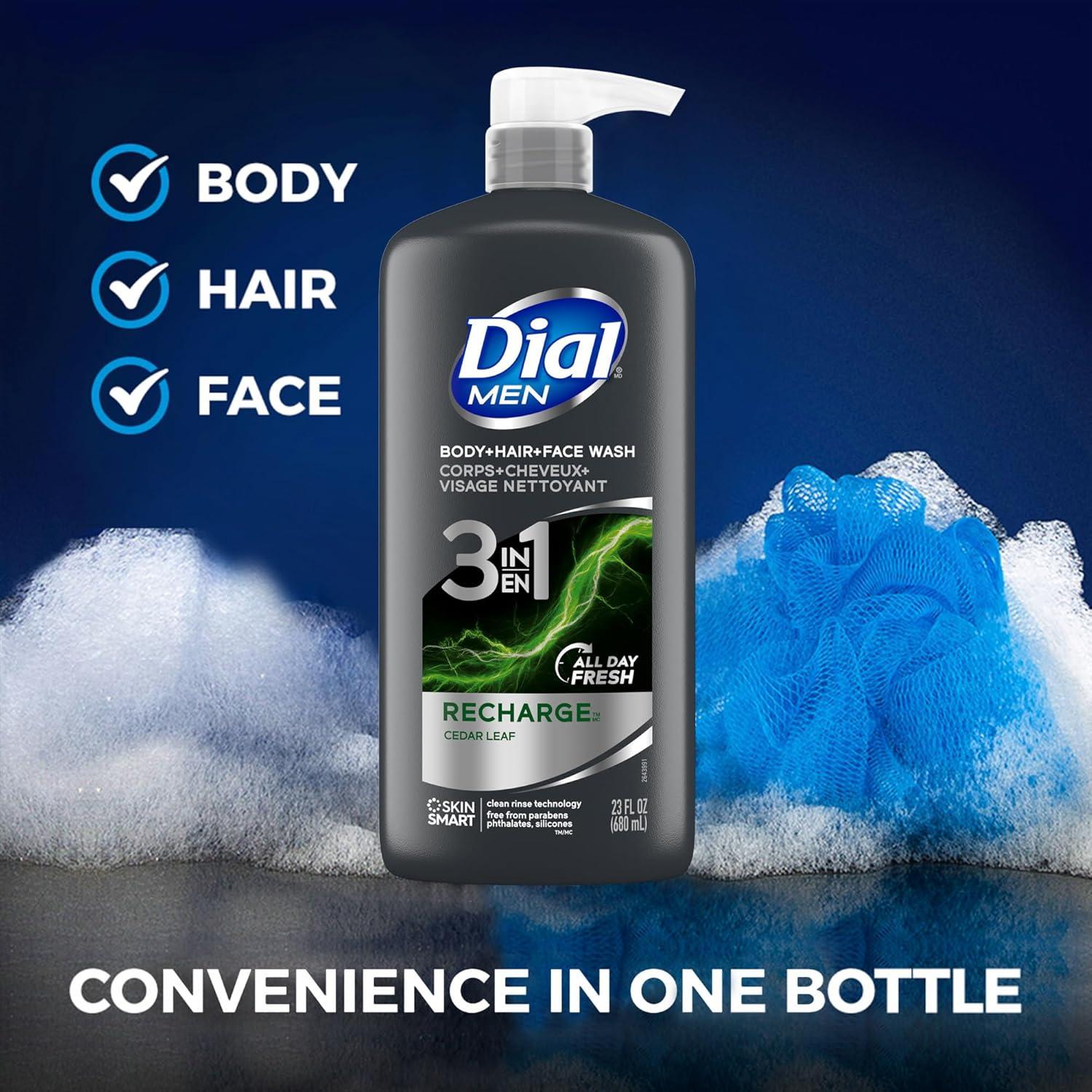 Dial Men Gel 3 en 1 para Cuerpo, Cabello y Cara - 3 Botellas 690 ml