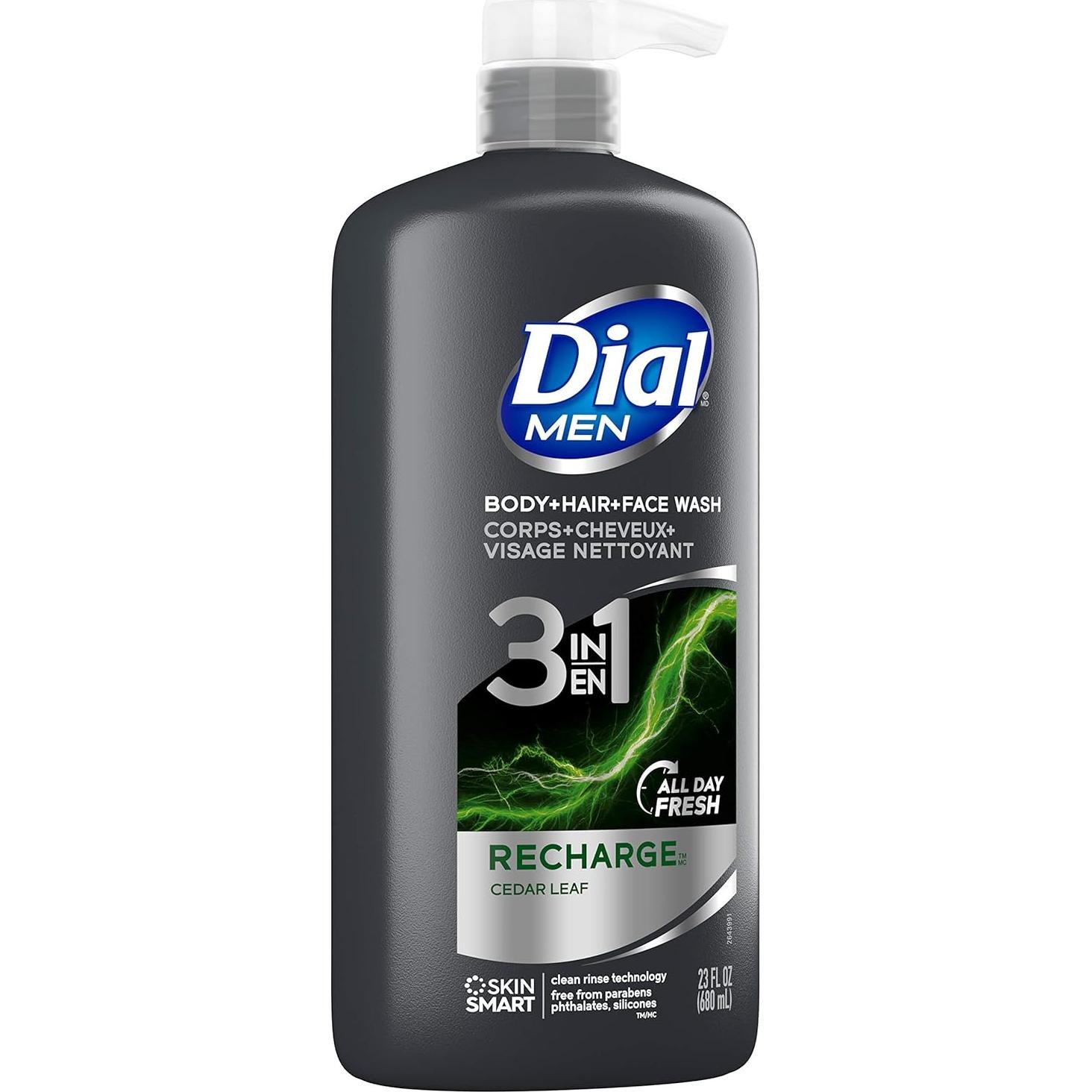 Dial Men Gel 3 en 1 para Cuerpo, Cabello y Cara - 3 Botellas 690 ml
