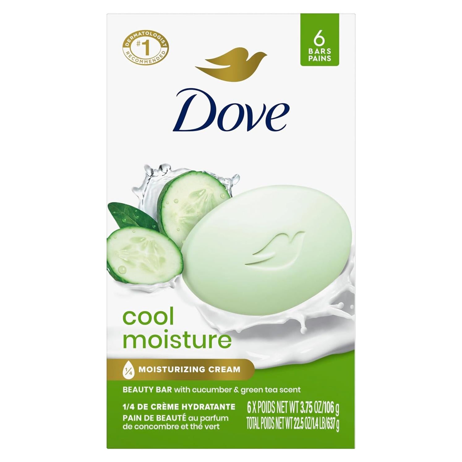 Jabón de Belleza Dove Hidratante Fresca 106.3g Pepino & Té Verde