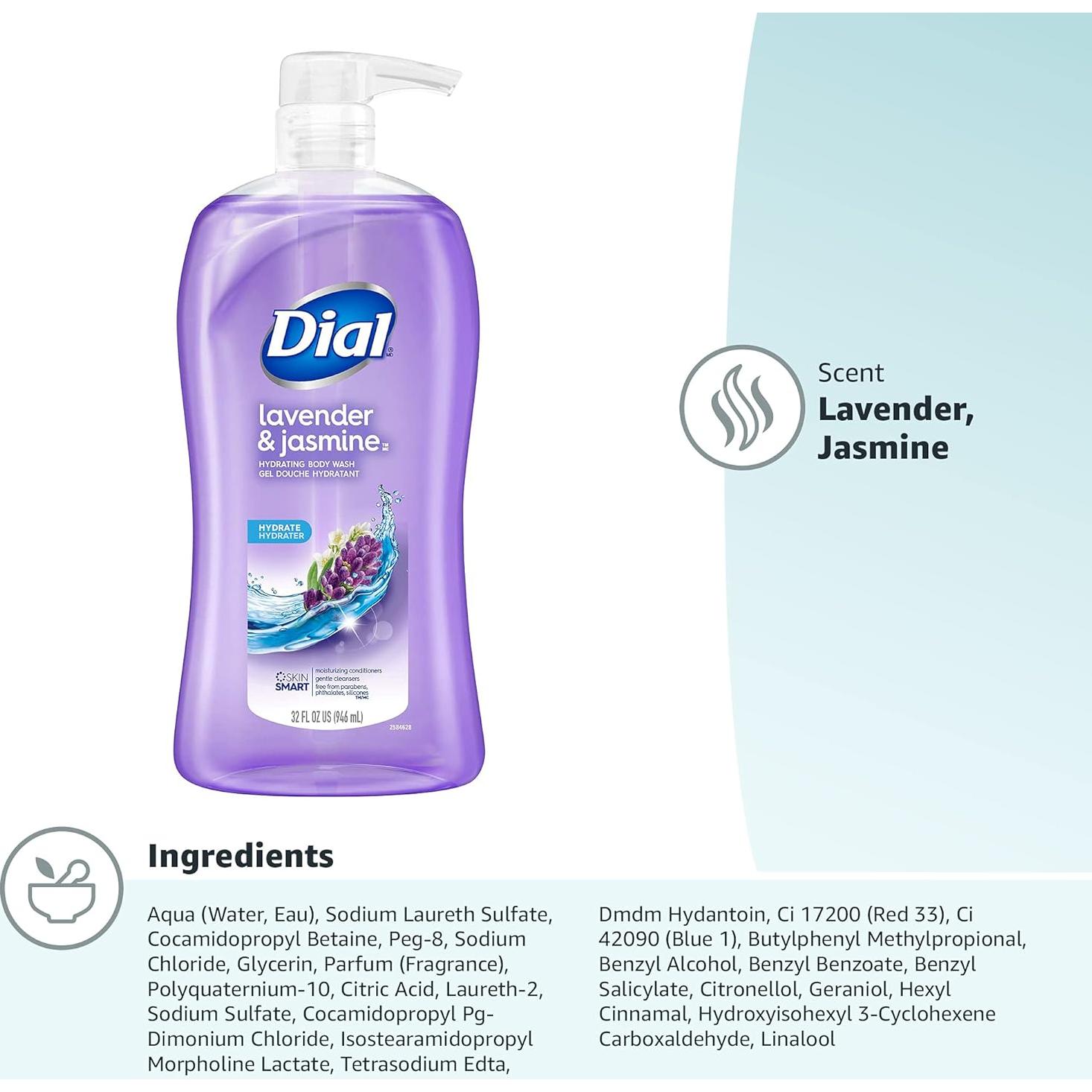 Jabón Corporal Dial 946 ml - Aroma Lavanda y Jazmín