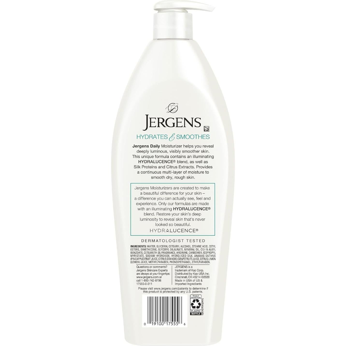 Jergens Hidratante Diario 621 ml para Piel Seca con Proteínas de Seda