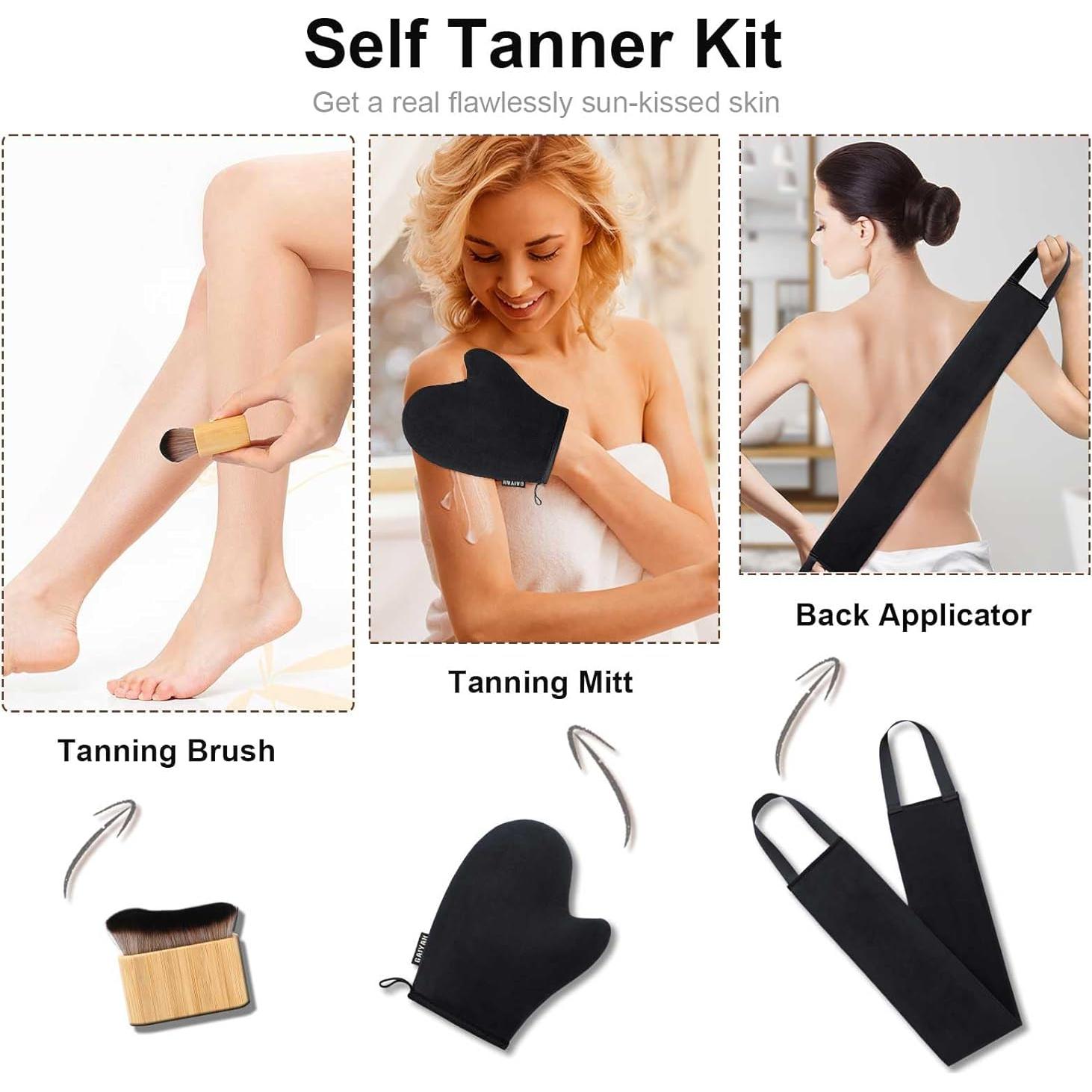 Juego de Mitones Autobronceadores 3 en 1 G GAIYAH - Guante, Brocha y Aplicador