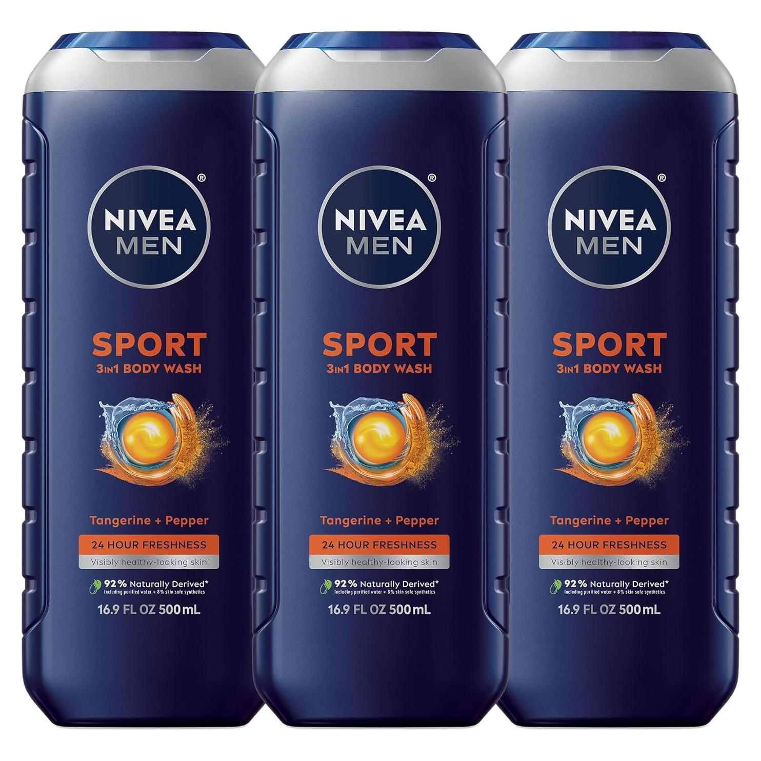 Gel de Ducha NIVEA Men Sport 3-en-1 500 ml - Paquete de 3