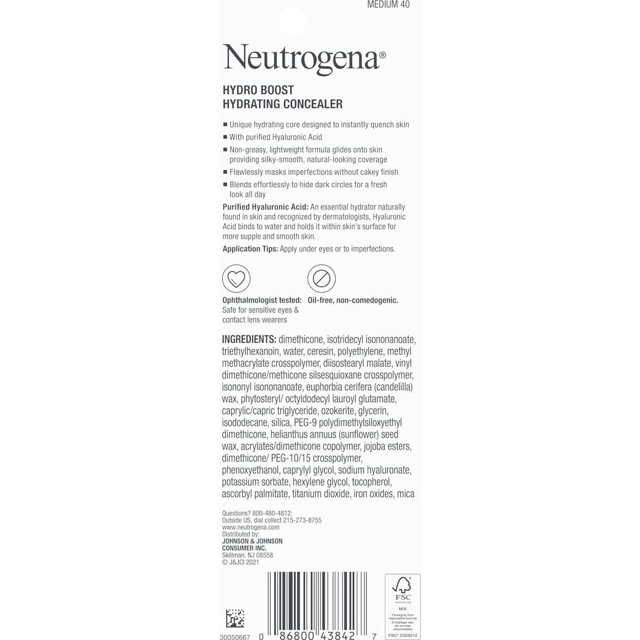 Corrector Hidratante en Barra Neutrogena Hydro Boost 3.4g - 40 Medio
