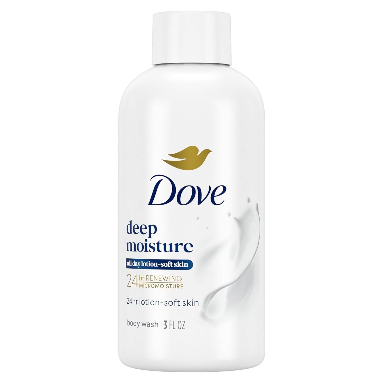 Body Wash Deep Moisture for 24hr Lotion-Soft Skin Moisturizing Skin Cleanser with No Sulfates No Parabens 3 oz