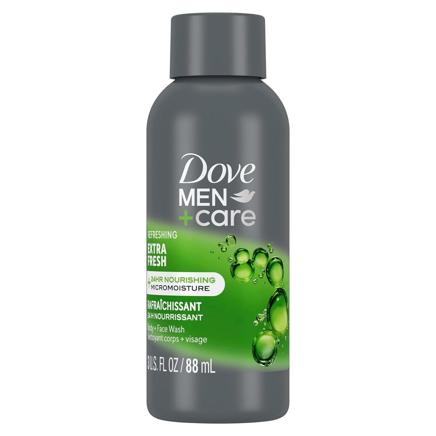DOVE MEN + CARE Refreshing Extra Fresh with 24-Hour Nourishing Micromoisture Technology Body Wash for Men 3 oz