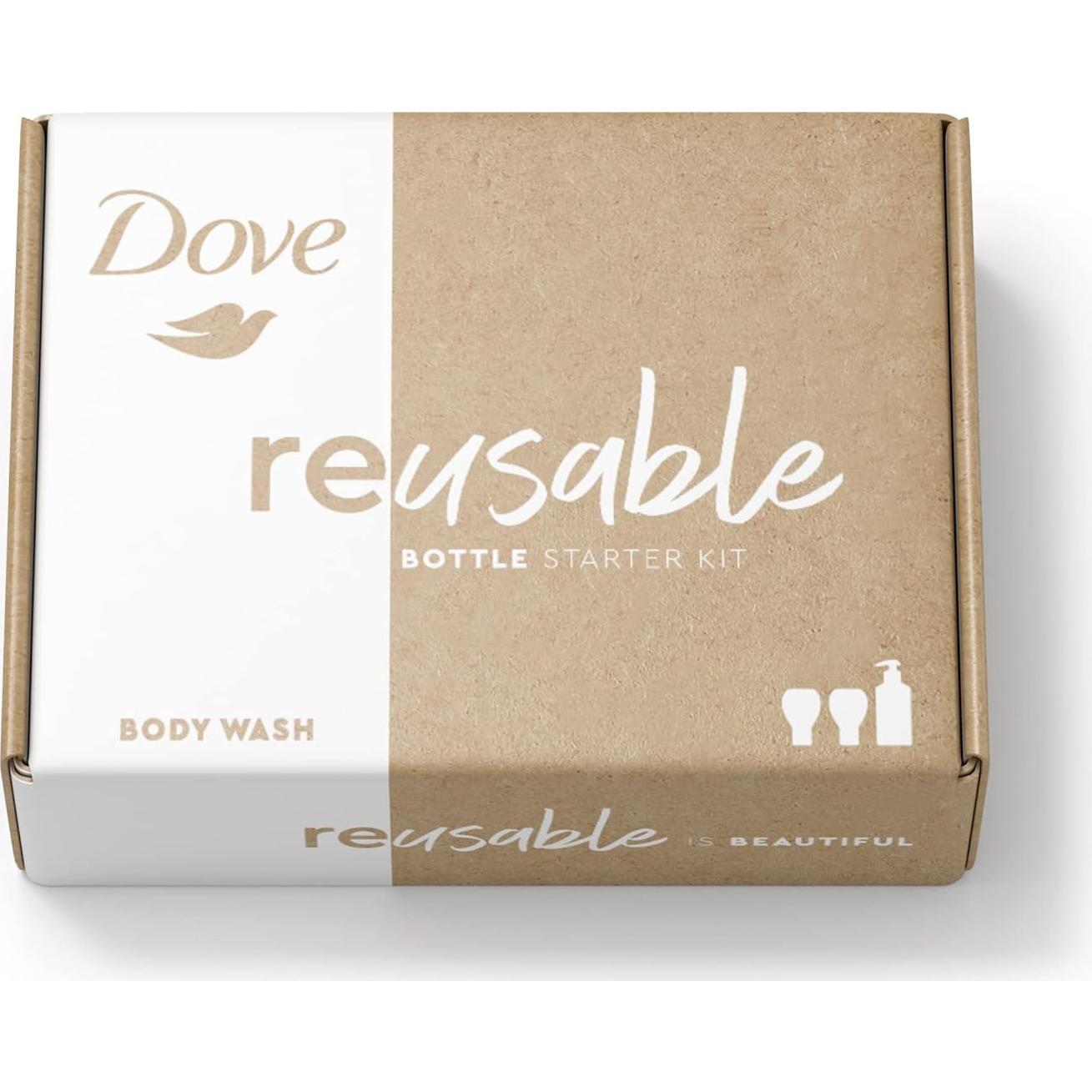 Kit de Jabón Corporal Dove con Botella Reutilizable 118ml