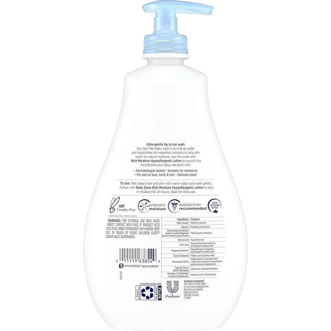 Jabón Hipoalergénico Baby Dove 20 oz Hidratación Rica Bebés