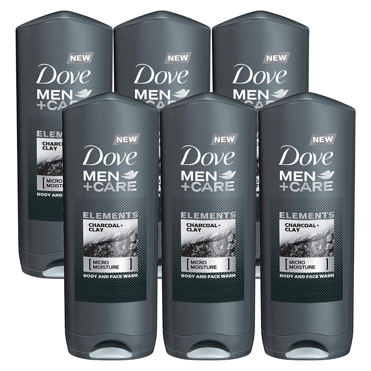 Gel de Ducha y Cara Dove Men 400ml Carbón y Arcilla - 6 Unidades