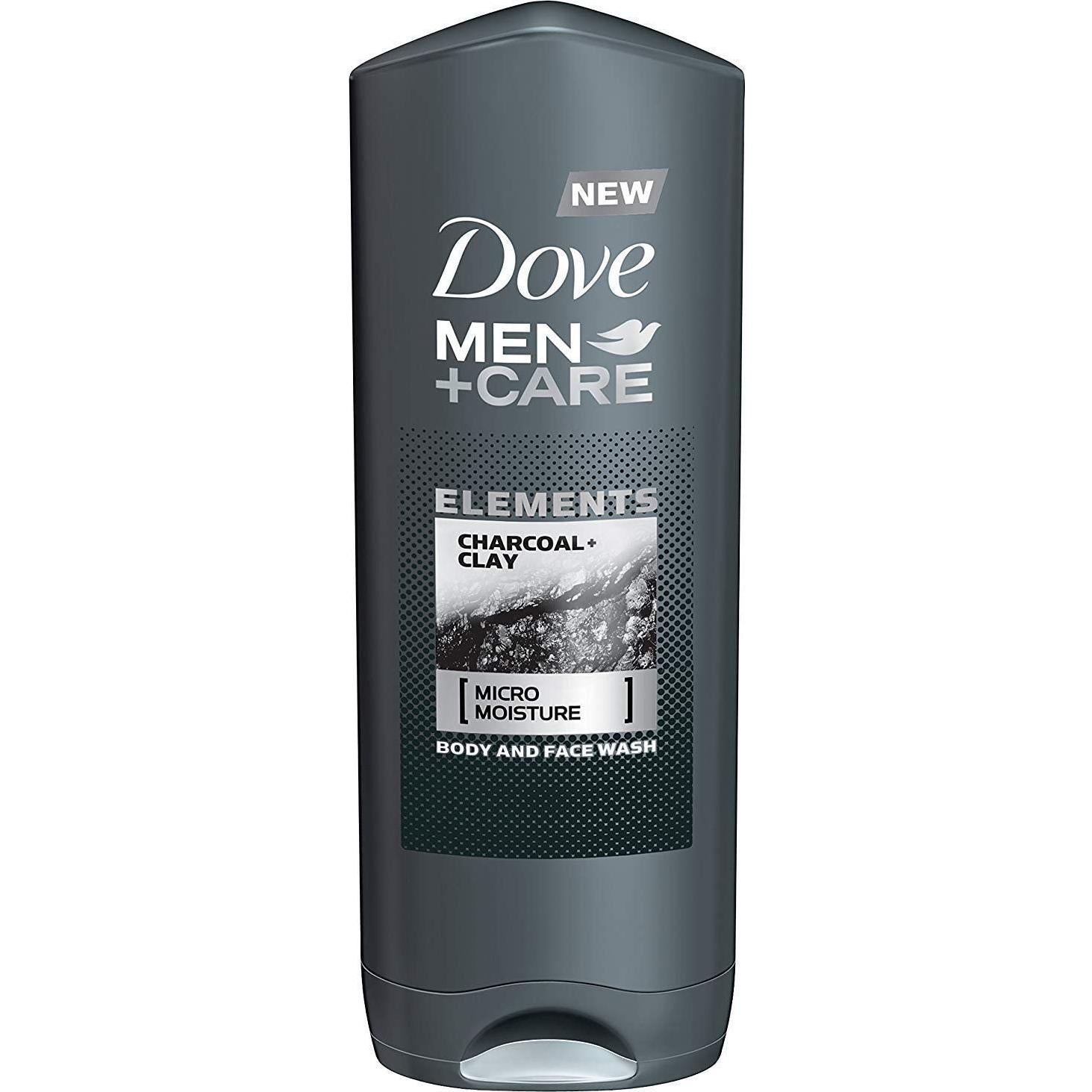 Gel de Ducha y Cara Dove Men 400ml Carbón y Arcilla - 6 Unidades