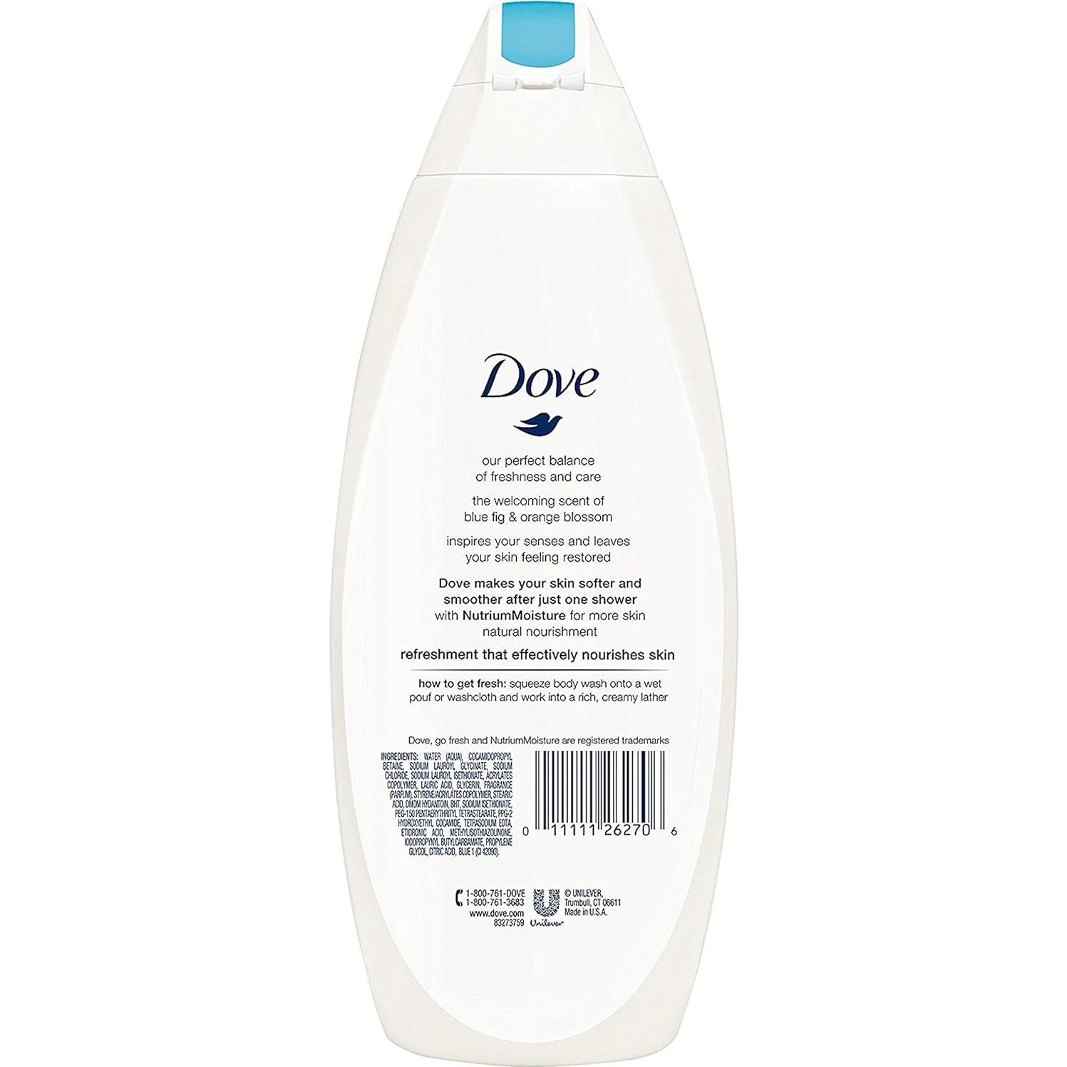Gel de Baño Dove Go Fresh 650 mL - Higo Azul y Naranjo - Paquete de 3