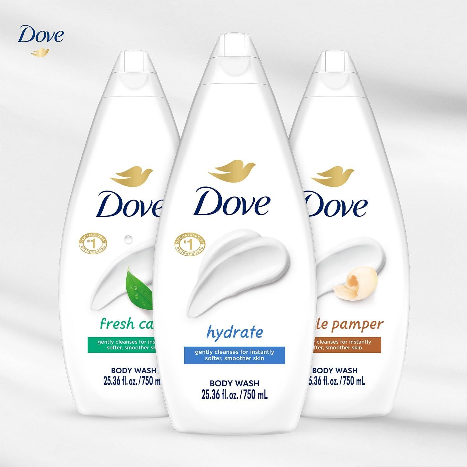 Dove Gel de Ducha Hidratante 3-Pack 750ml - Cuidado Fresco