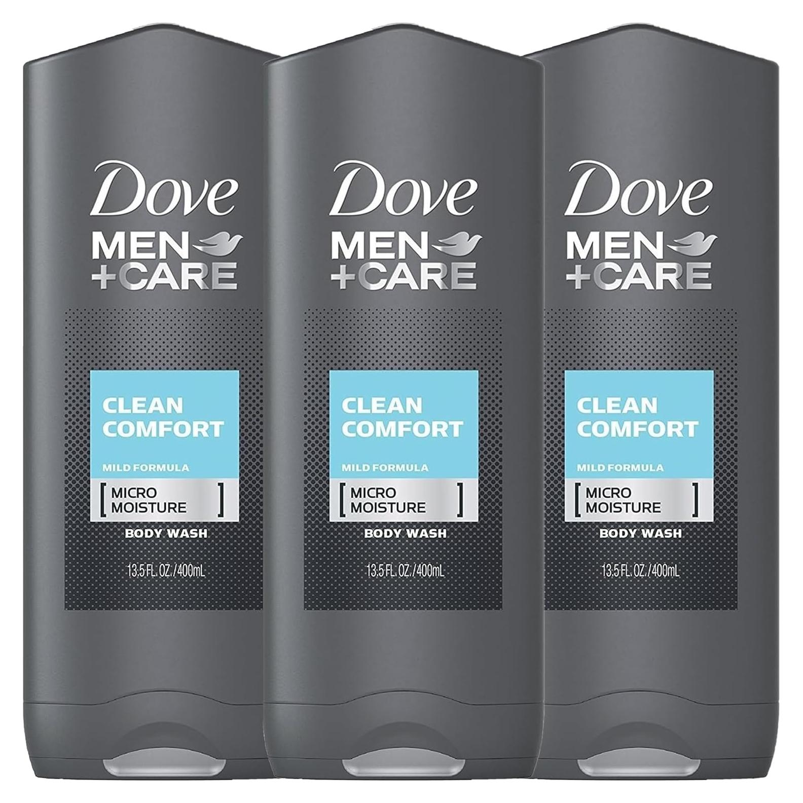 Dove Men + Care Body & Face Wash, Clean Comfort 13.50 Oz (Pack Of 3), 2.16 Lb