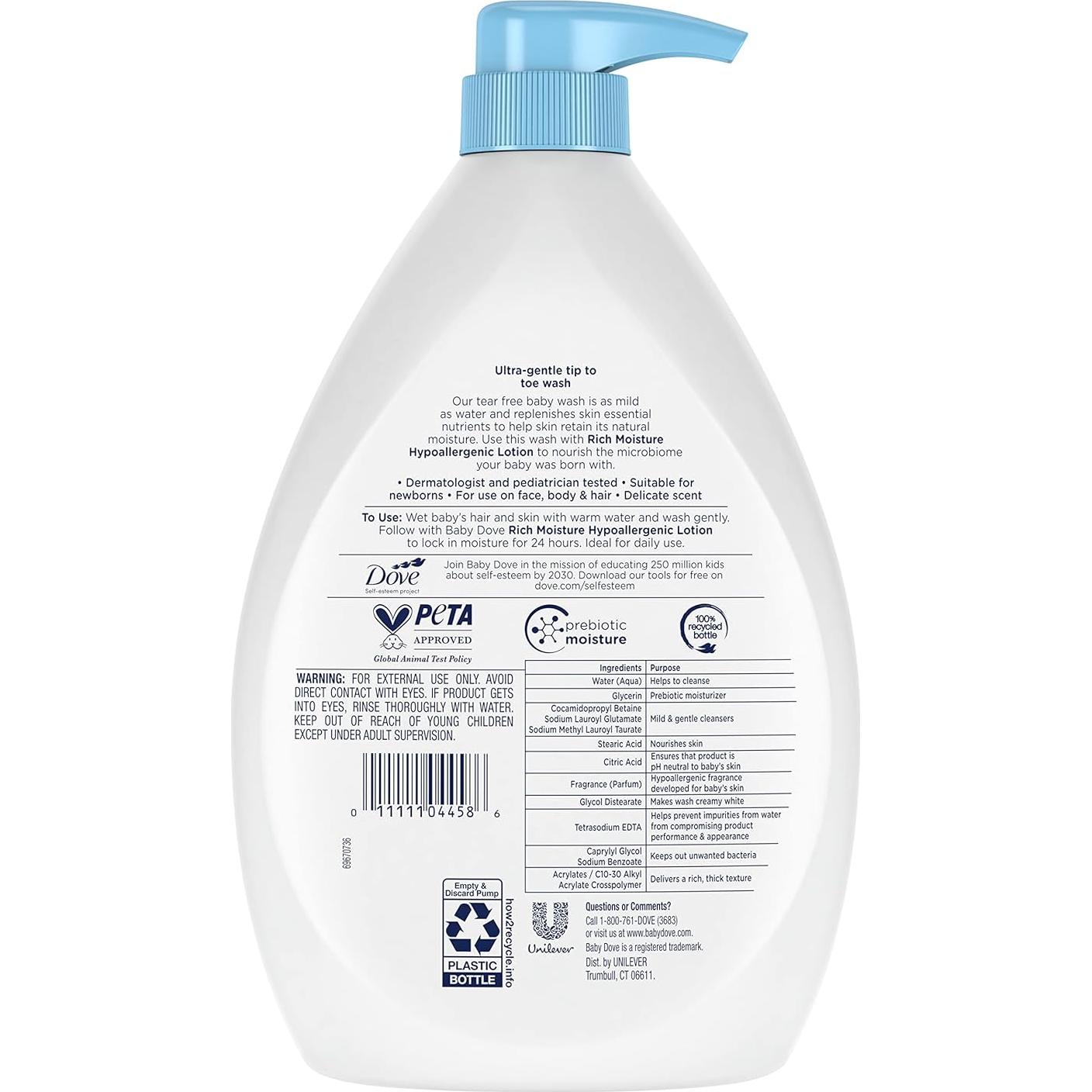 Jabón Hidratante Baby Dove 960ml Hipoalergénico Sin Lagrimas