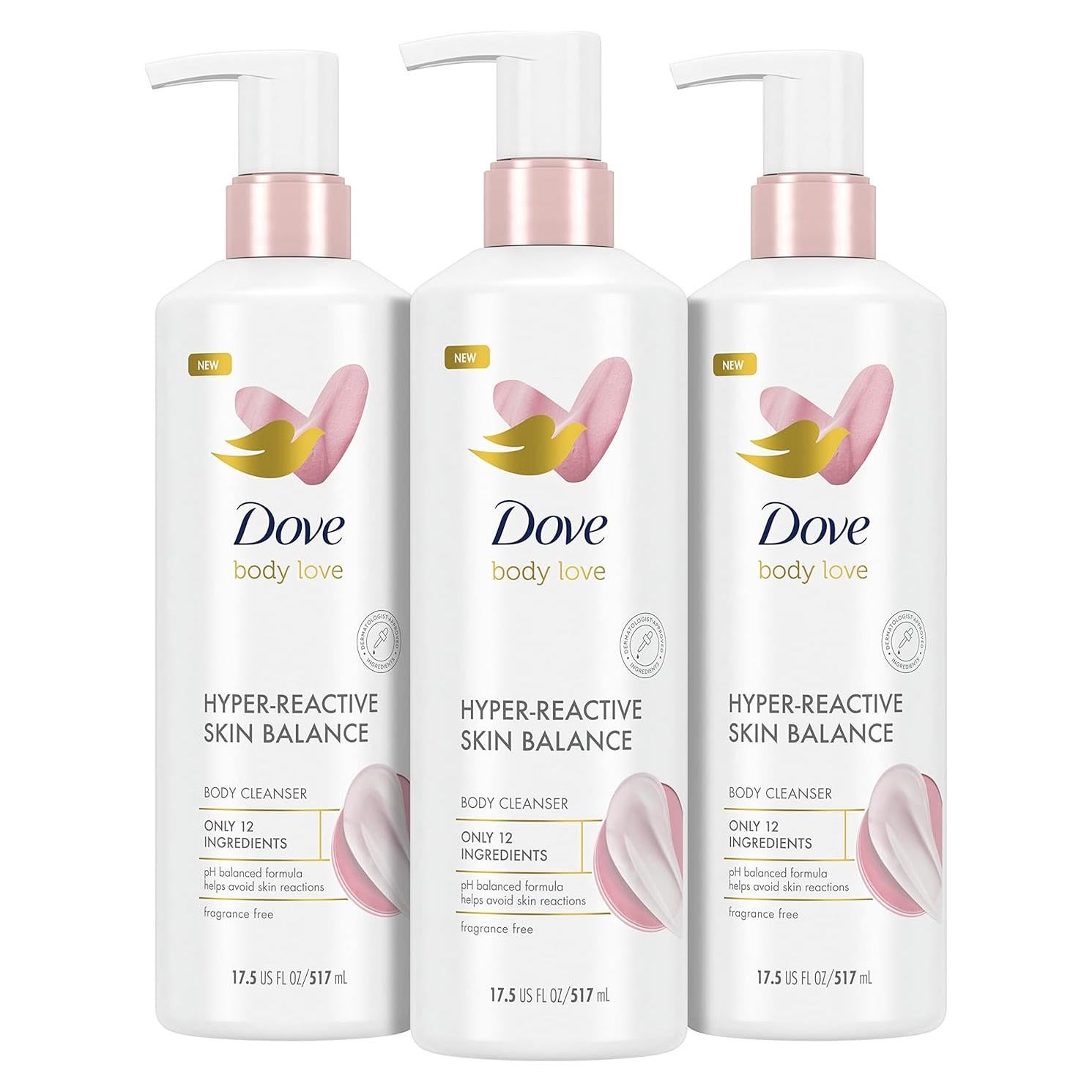 Limpiador Corporal Dove Body Love 496g Piel Hiper-Reactiva Sin Fragancia