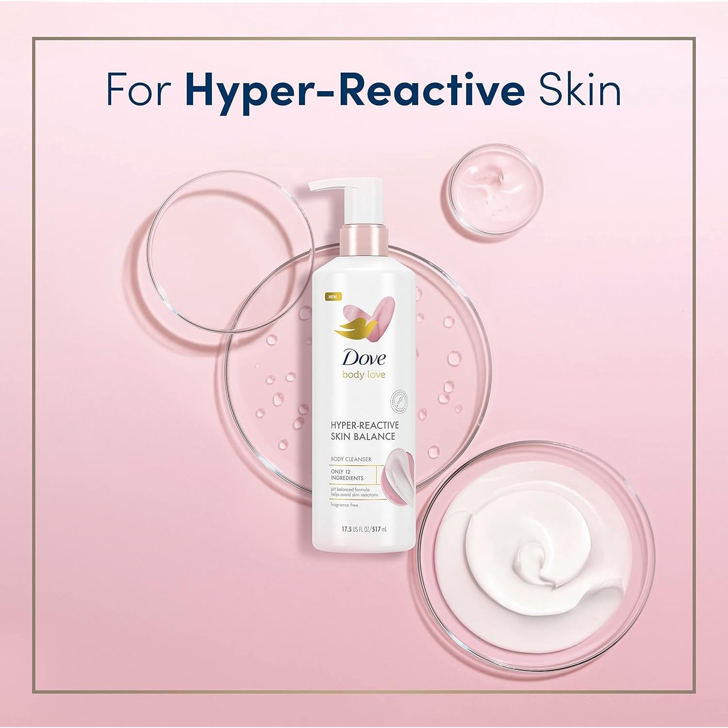 Limpiador Corporal Dove Body Love 496g Piel Hiper-Reactiva Sin Fragancia