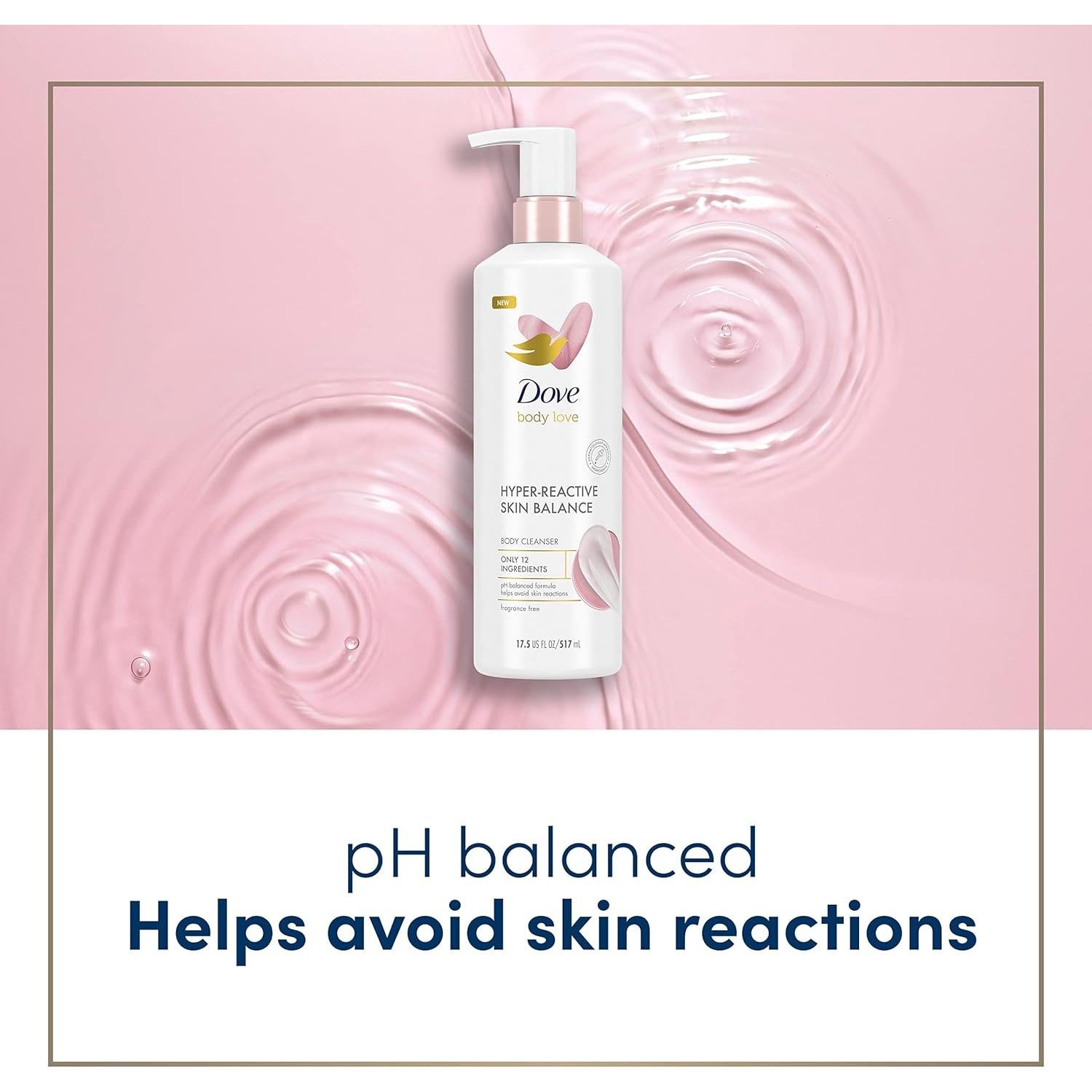 Limpiador Corporal Dove Body Love 496g Piel Hiper-Reactiva Sin Fragancia