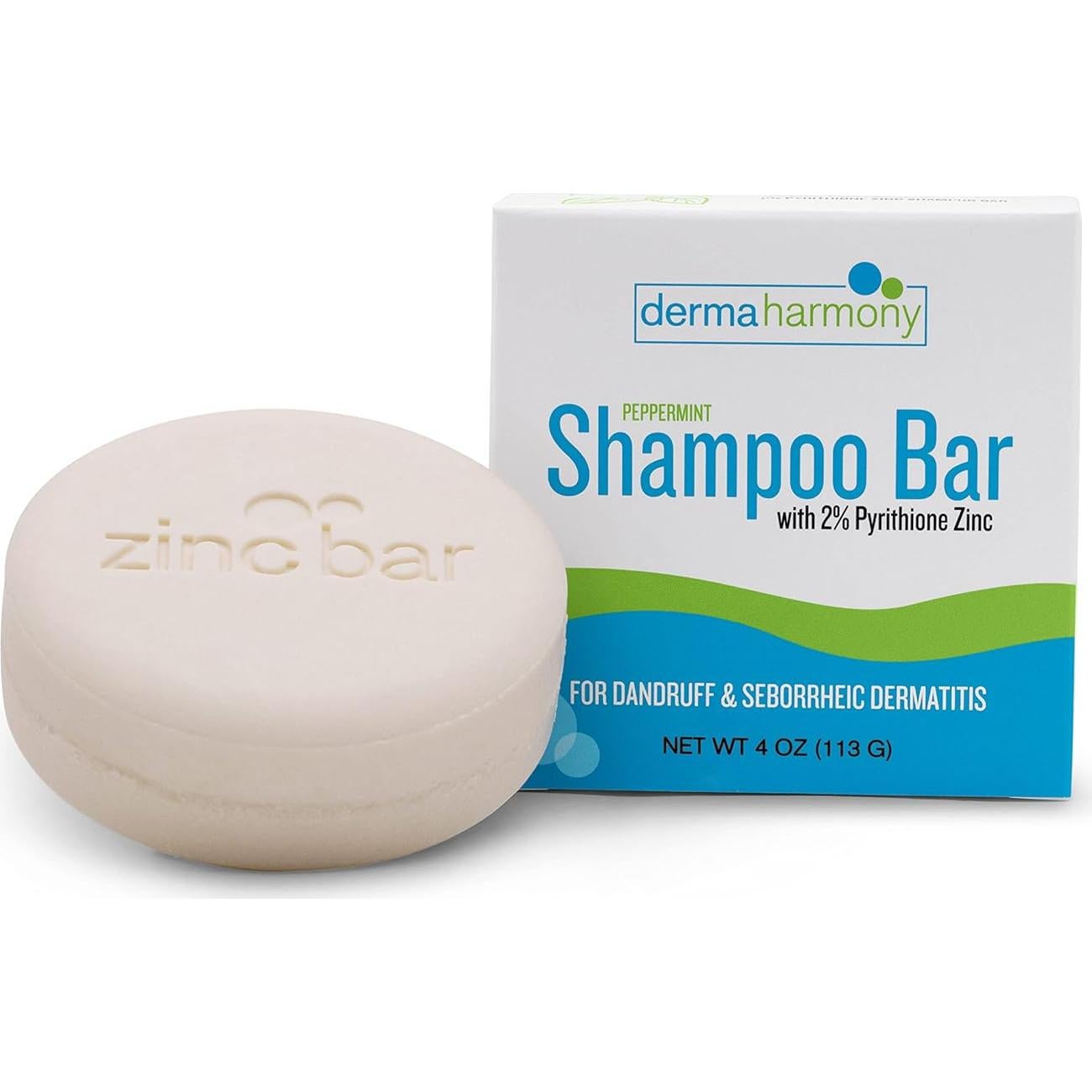 Champú en barra DermaHarmony 113.4 g - Zinc Piritiona 2% Menta