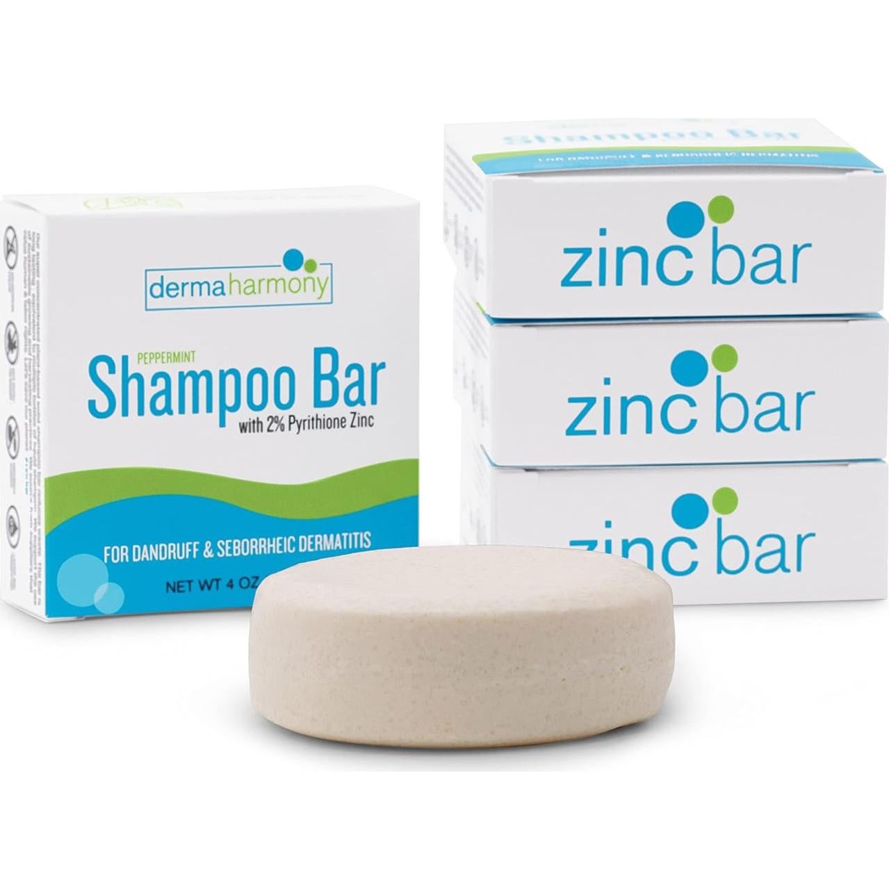 Champú en barra DermaHarmony 113.4 g - Zinc Piritiona 2% Menta