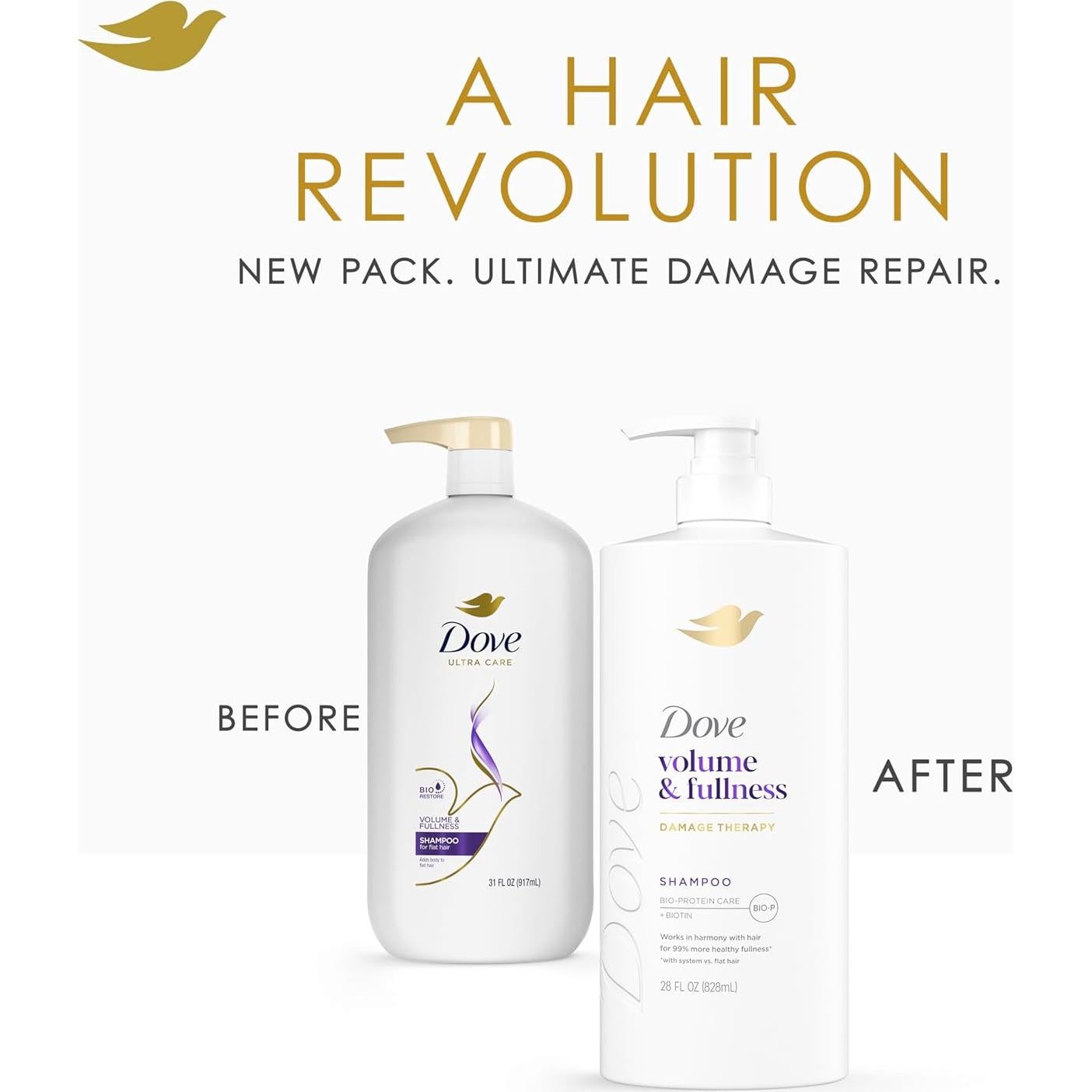 Champú Dove Volumen y Plenitud 828 ml - Cabello Fino y Delgado