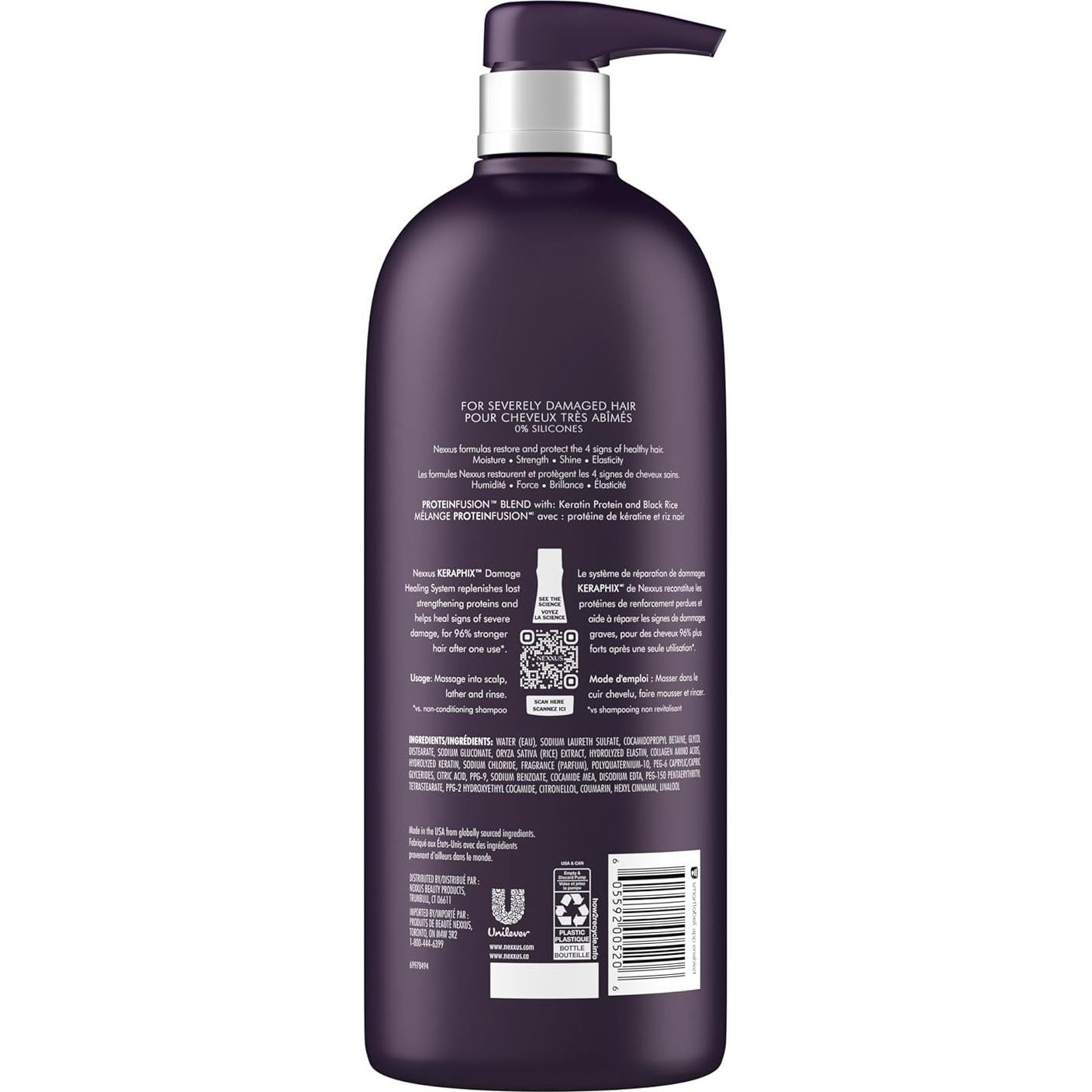Champú Nexxus Keraphix 1 L con Queratina y Arroz Negro