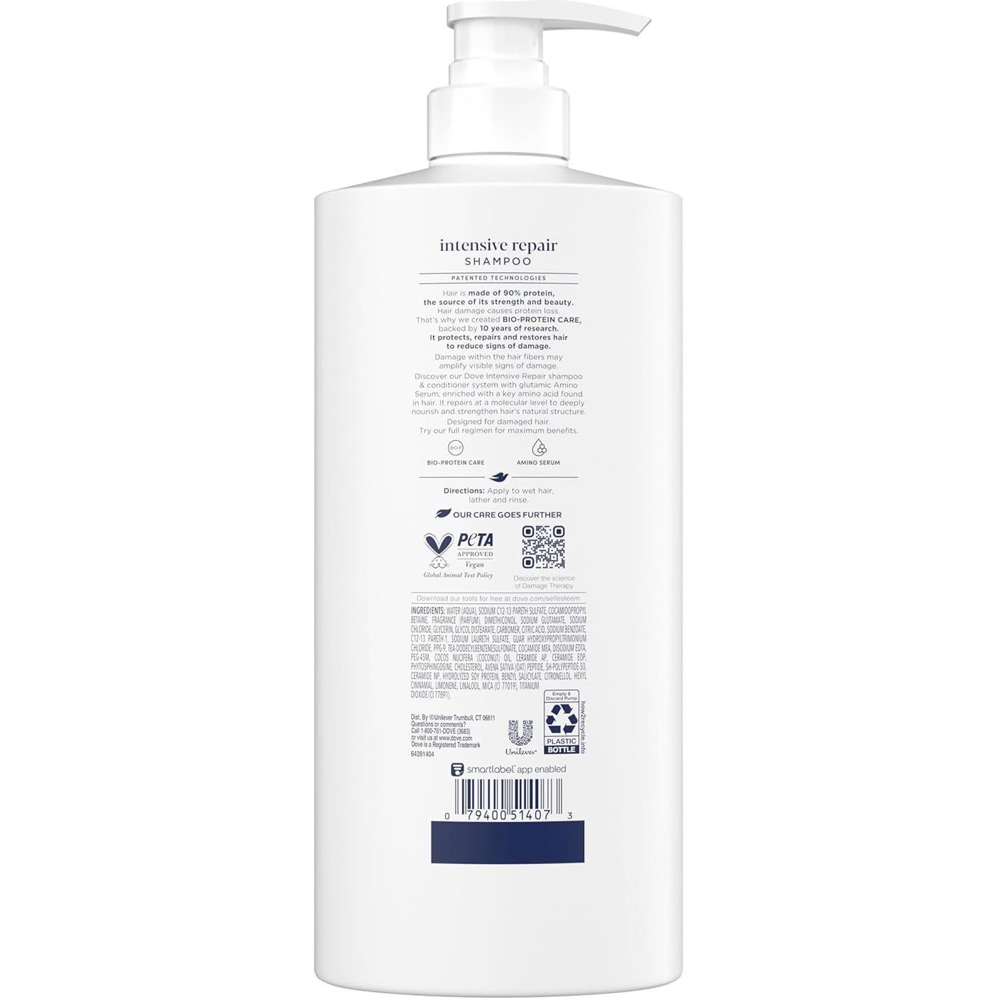 Champú Dove Reparación Intensiva 828 ml para Cabello Dañado