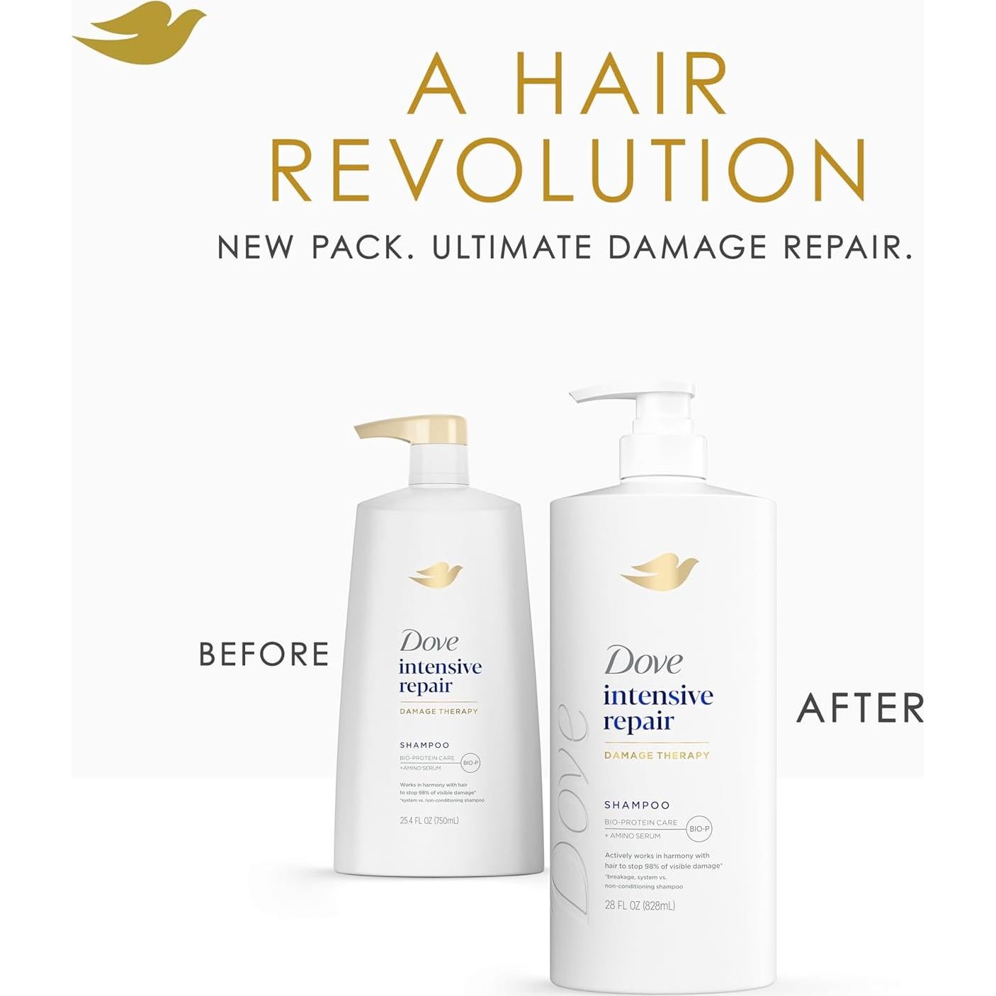 Champú Dove Reparación Intensiva 828 ml para Cabello Dañado