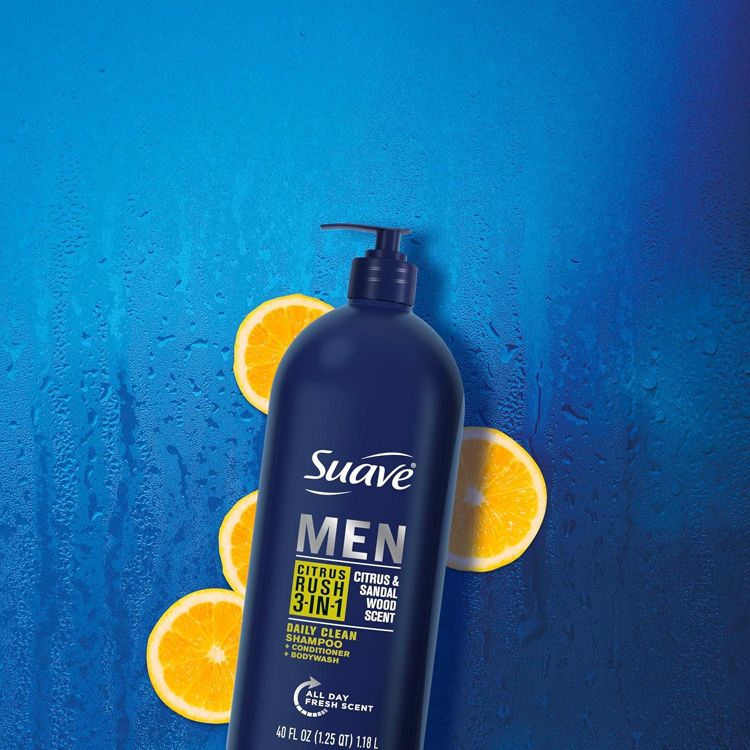 Suave Hombres 3 en 1 Champú Acondicionador Gel Ducha 1.18L Cítricos