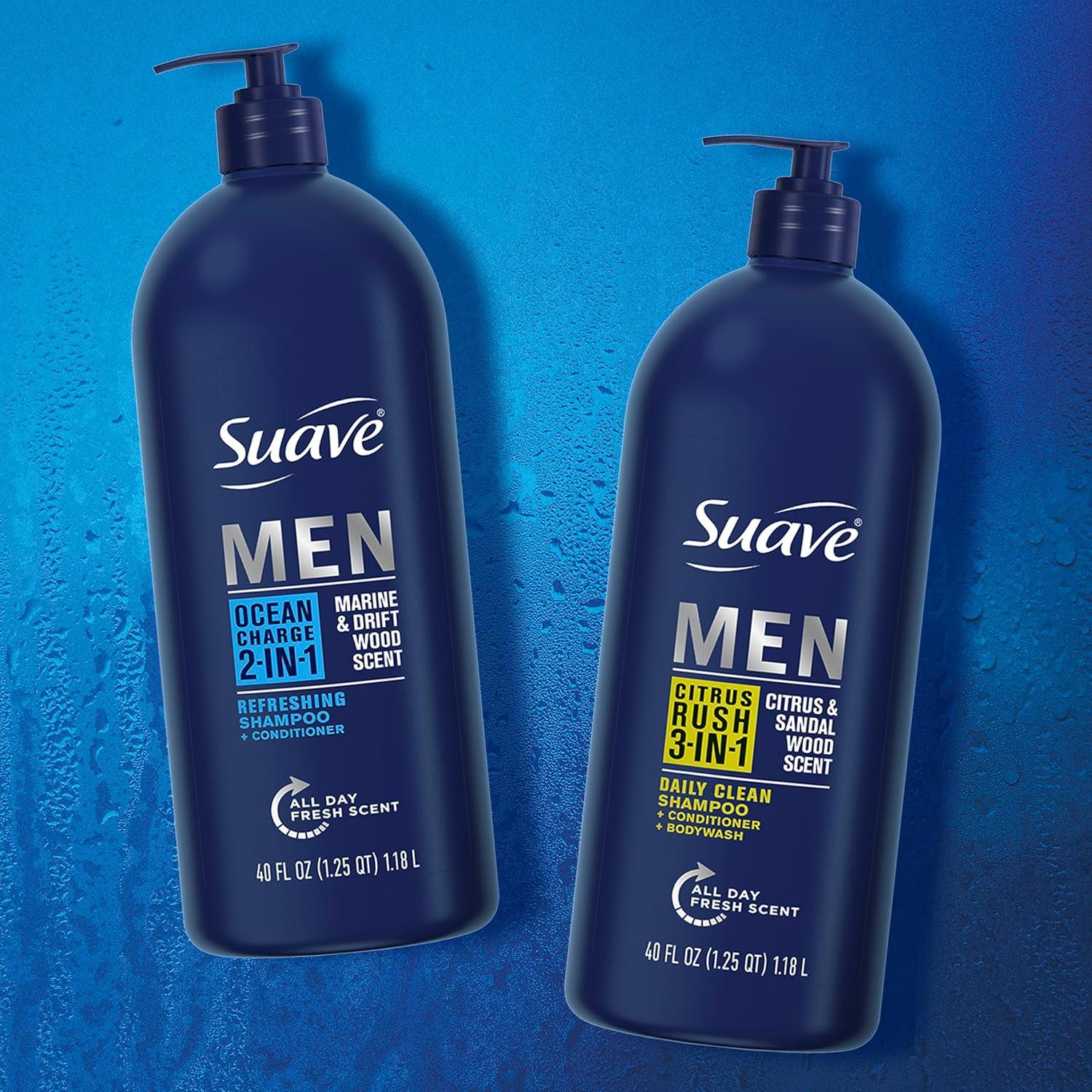 Suave Hombres 3 en 1 Champú Acondicionador Gel Ducha 1.18L Cítricos