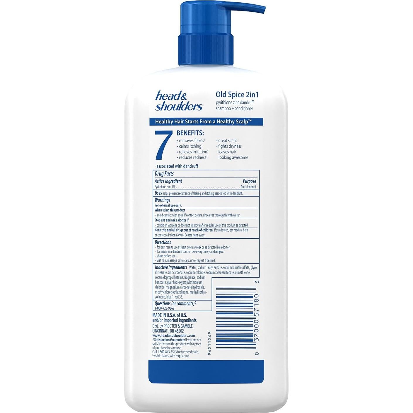 Champú Anticaspa 2-en-1 Head & Shoulders Old Spice 1L