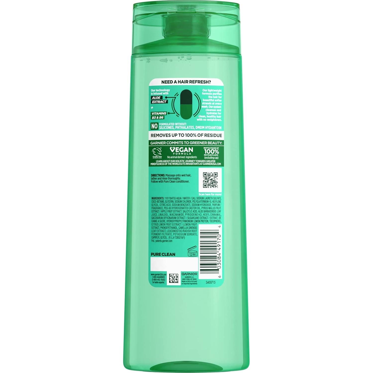 Champú Purificante Garnier Fructis Pure Clean 370 ml Sin Silicona