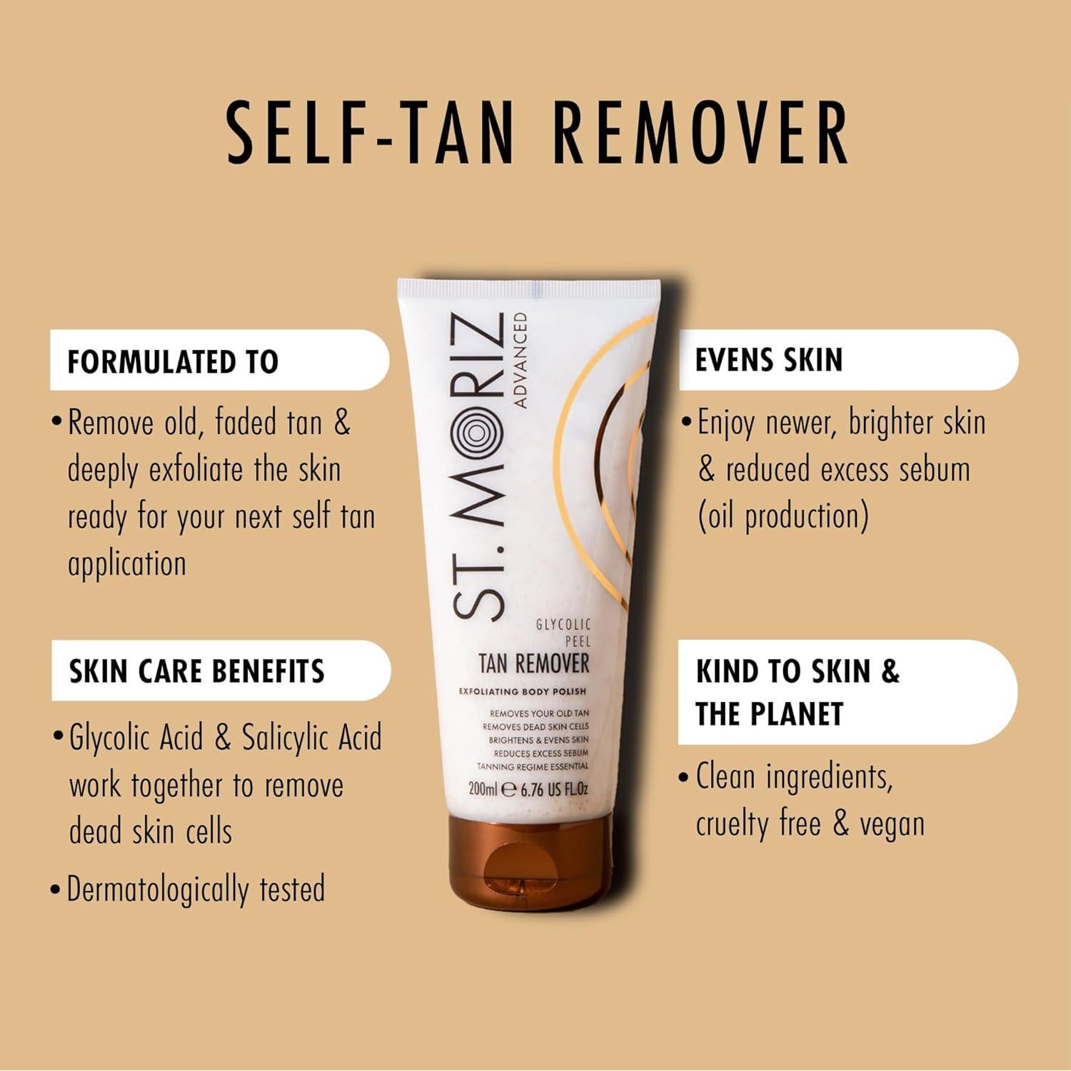 Removedor de Bronceado St Moriz con Ácido Glicólico 200 ml