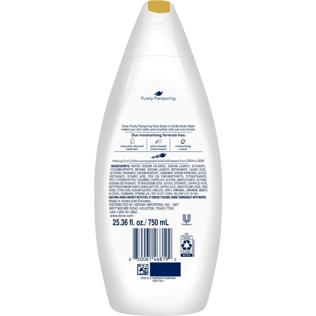 Gel de Baño Dove Cuidado Puro 750 ML - Paquete de 6