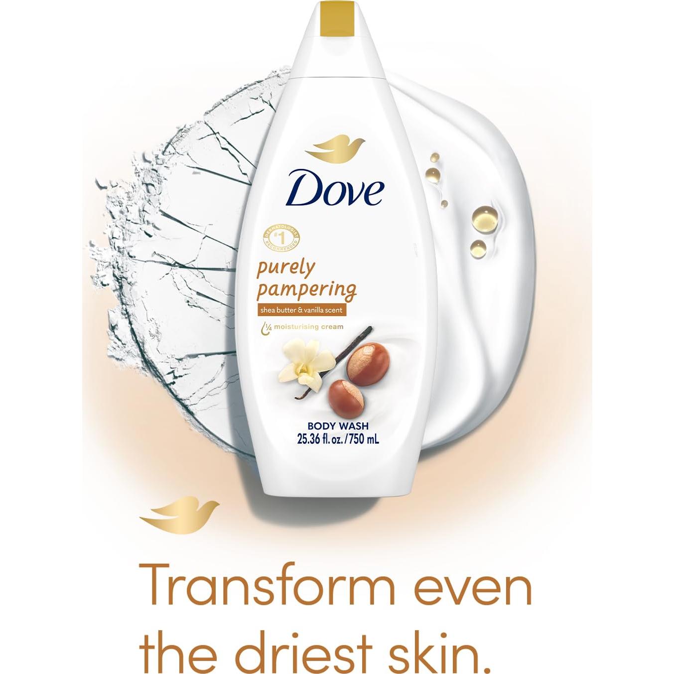 Gel de Baño Dove Cuidado Puro 750 ML - Paquete de 6