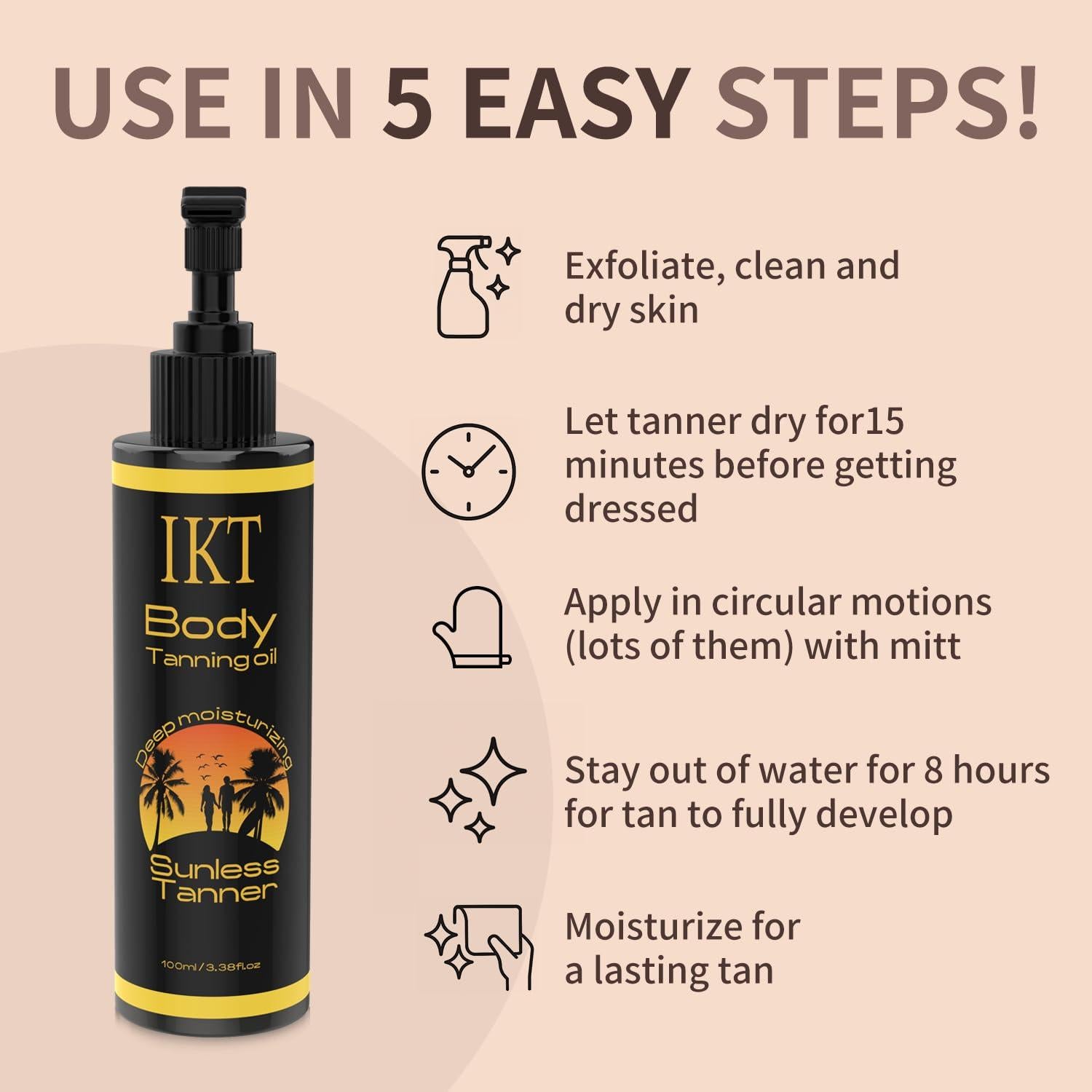 Kit Aceite Bronceador FUNAN 100ml + Mitón Aplicación