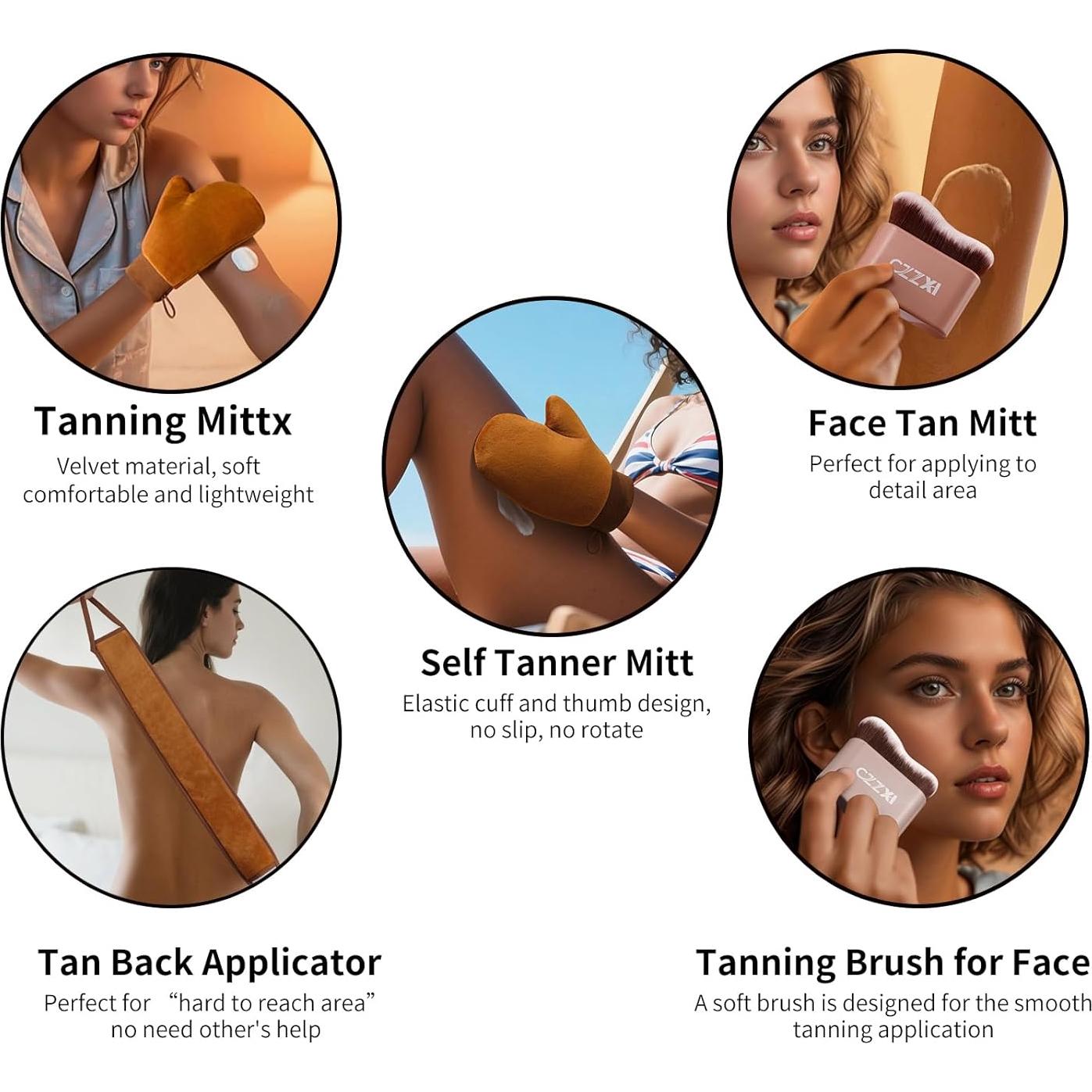 Kit de Autobronceado 3 en 1 CZZXI - Mitón, Aplicador y Cepillo