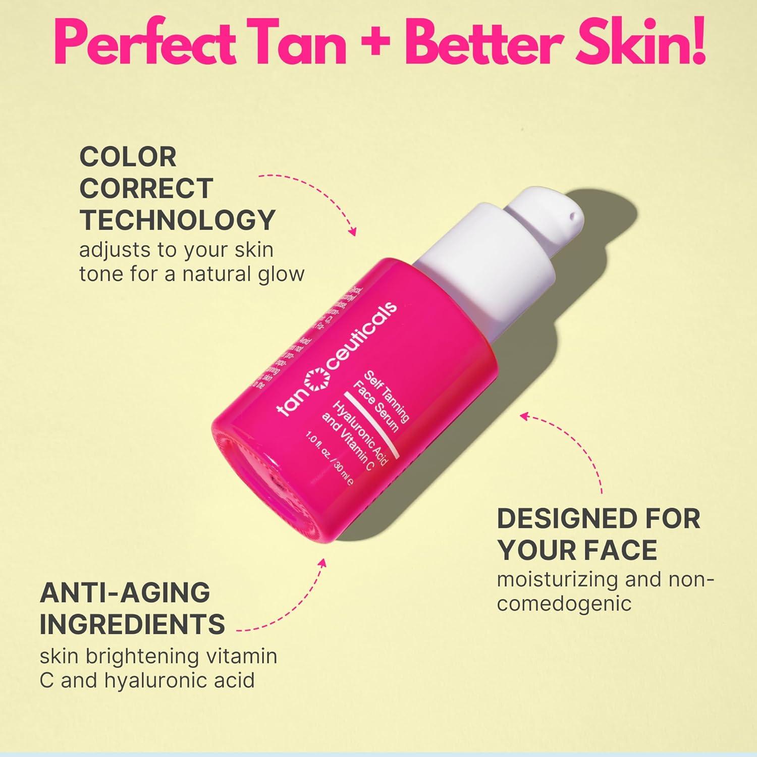 Suero Facial Autobronceador Tanceuticals 28.35g - Hidratante con Vitamina C