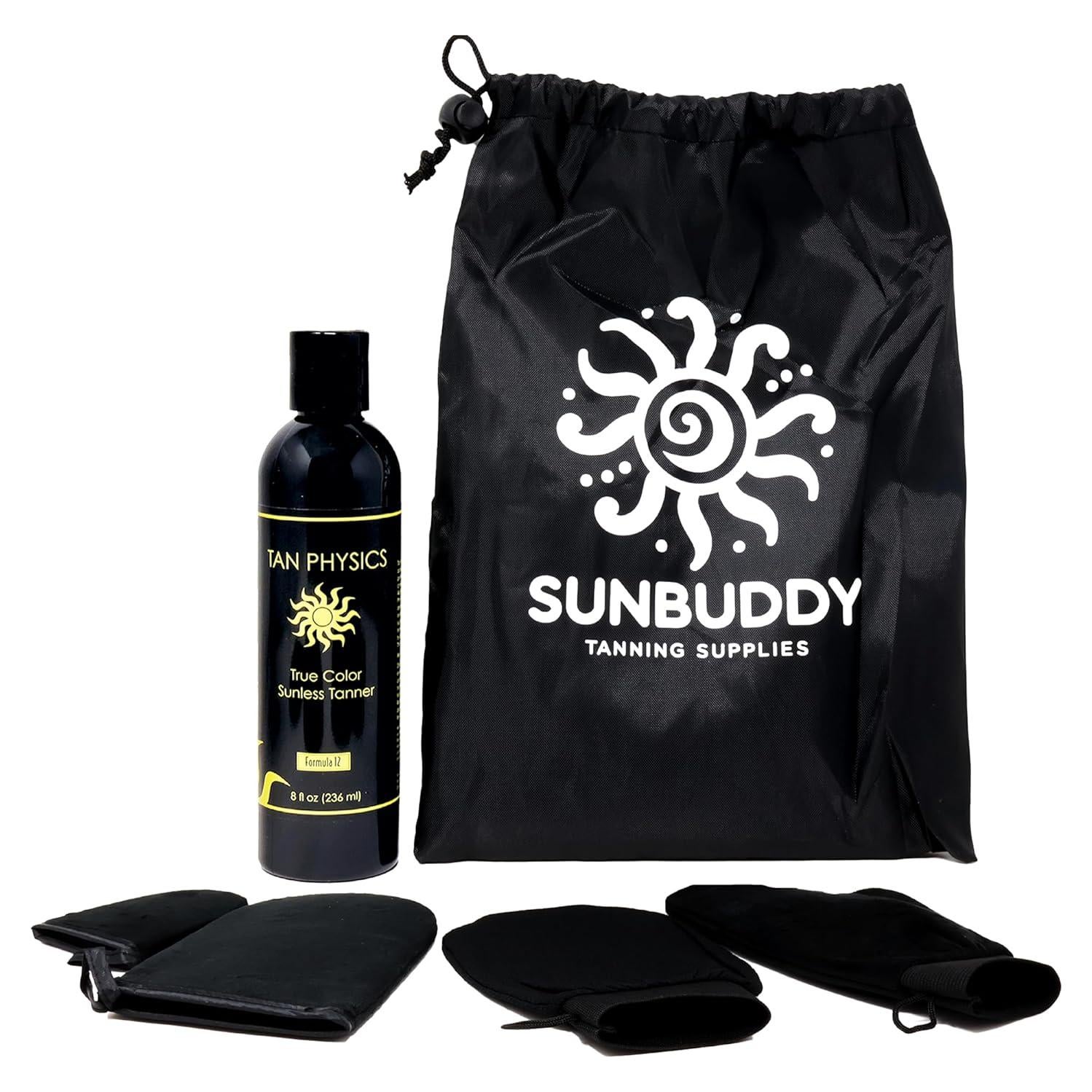 Tan Physics Auto-bronceador 8 oz + Set 6 Piezas SunBuddy