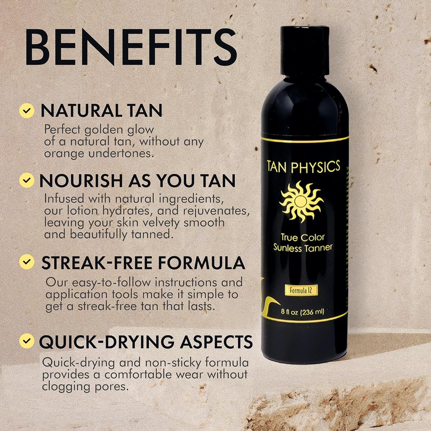 Tan Physics Auto-bronceador 8 oz + Set 6 Piezas SunBuddy