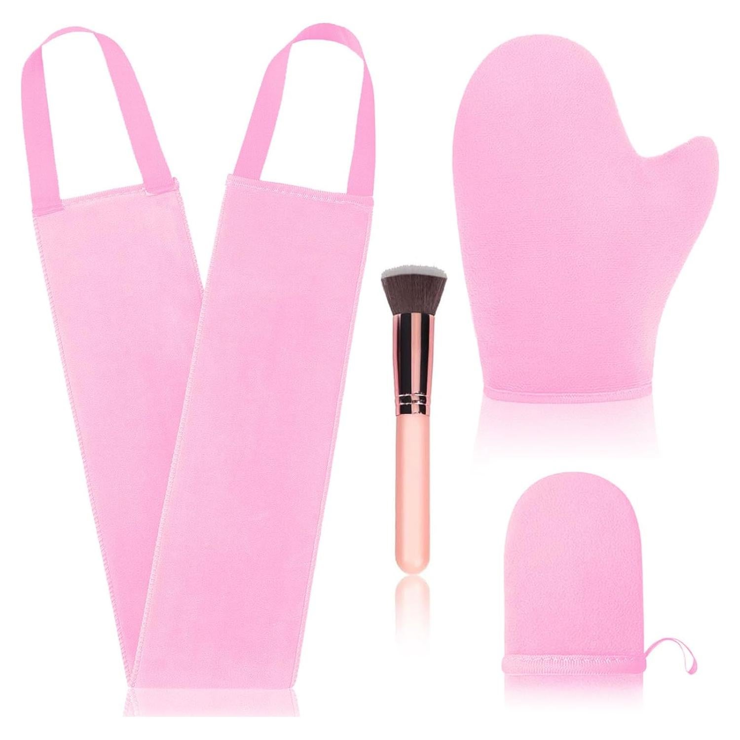 Kit de Aplicador de Autobronceador FIRSTPELLA 4 Piezas Rosa