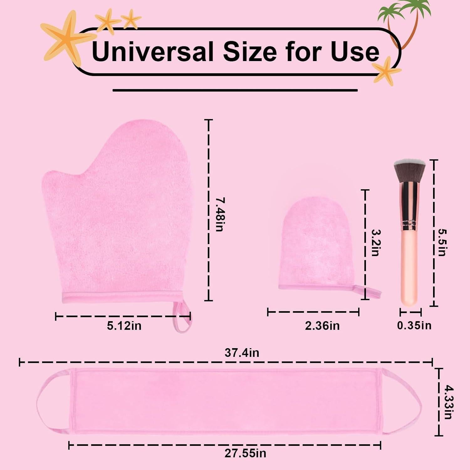 Kit de Aplicador de Autobronceador FIRSTPELLA 4 Piezas Rosa