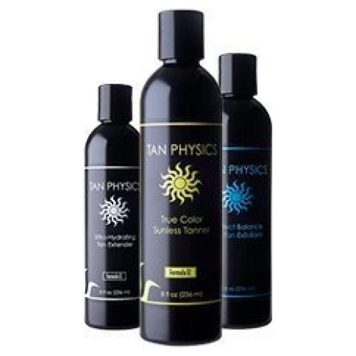 Paquete de Bronceado Sin Sol Tan Physics - Exfoliante, Loción y Extensor