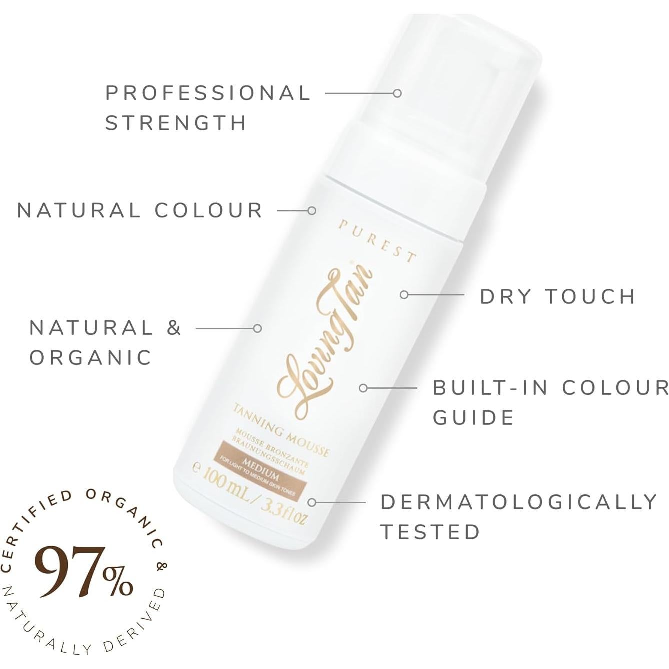 Loving Tan Mousse Bronceador Sin Sol 97% Orgánico 97.6 ml