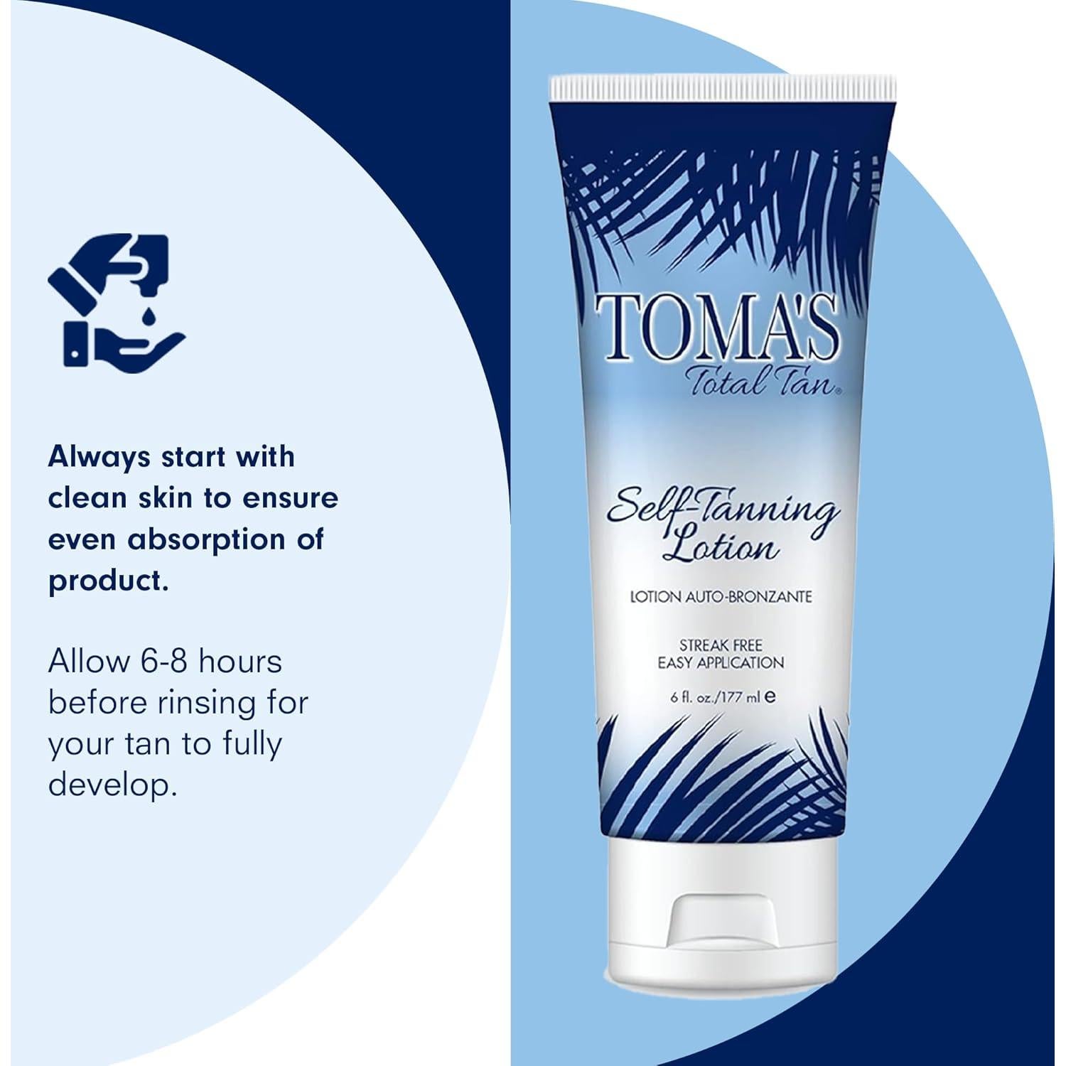 Loción Bronceadora Toma's Total Tan 170g - Bronceado Natural Sin Rayas